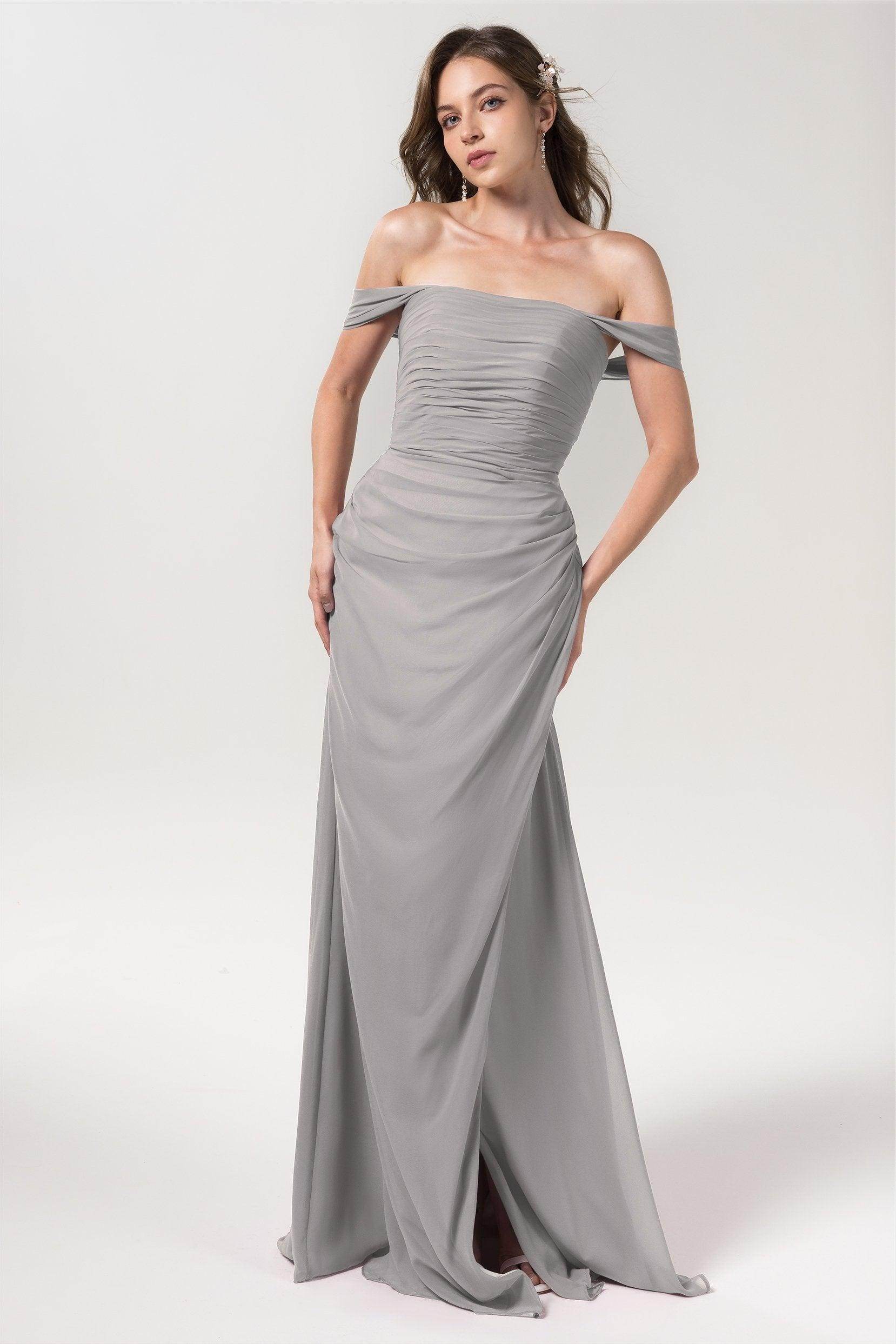 Sheath-Column Floor Length Chiffon Bridesmaid Dress Formal Dresses CB0561