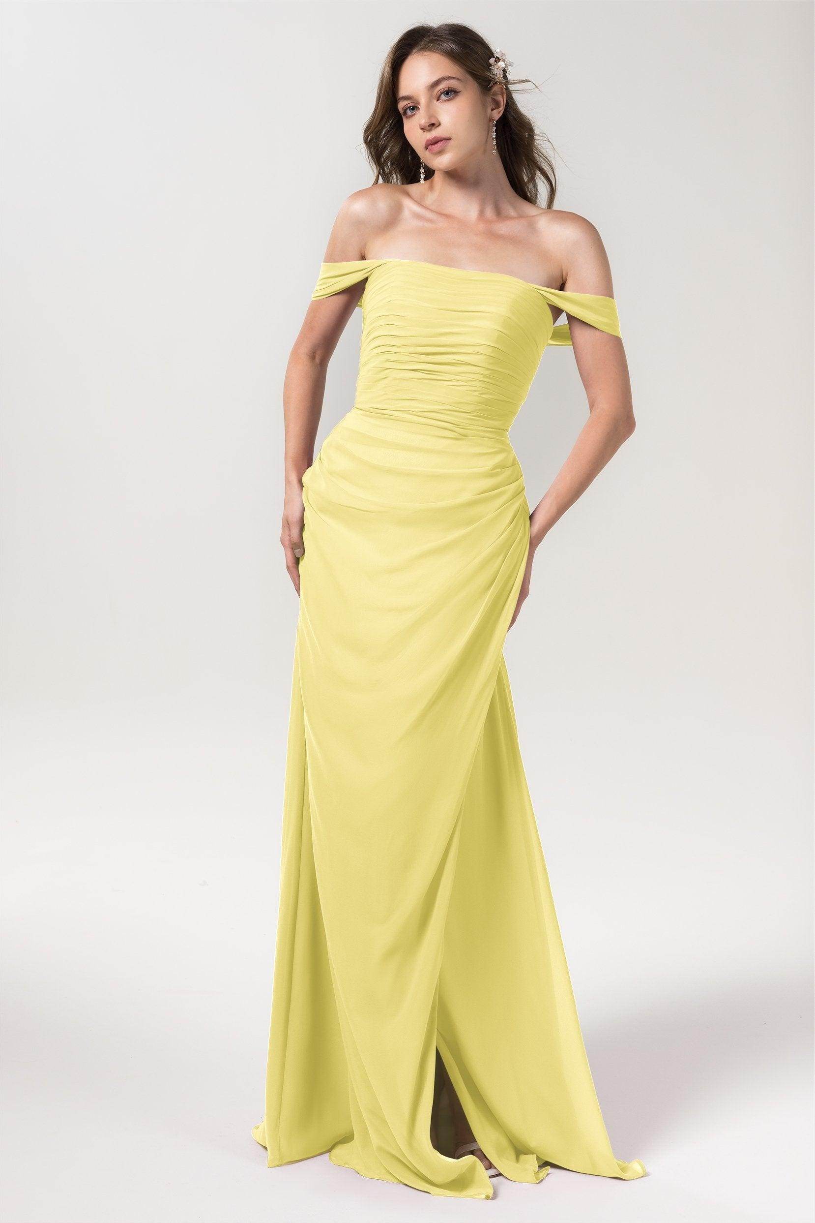 Sheath-Column Floor Length Chiffon Bridesmaid Dress Formal Dresses CB0561
