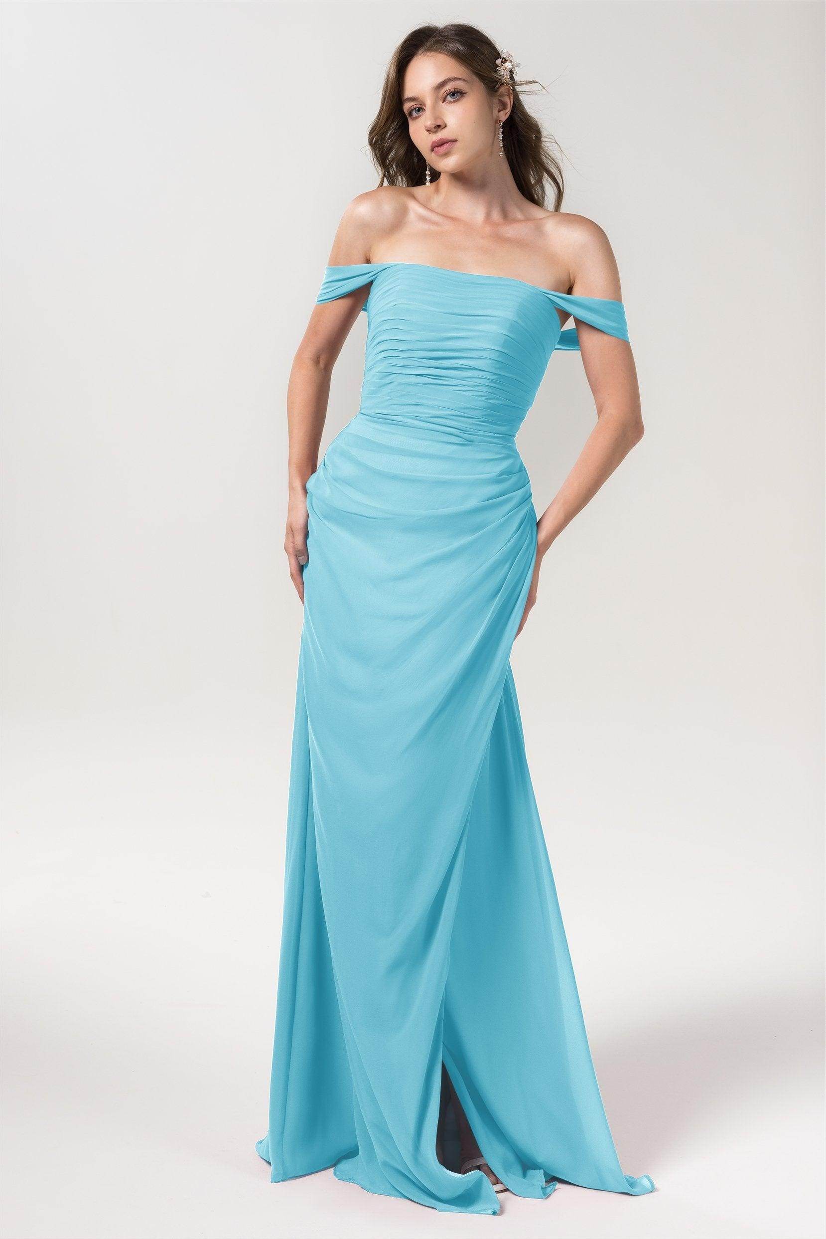 Sheath-Column Floor Length Chiffon Bridesmaid Dress Formal Dresses CB0561