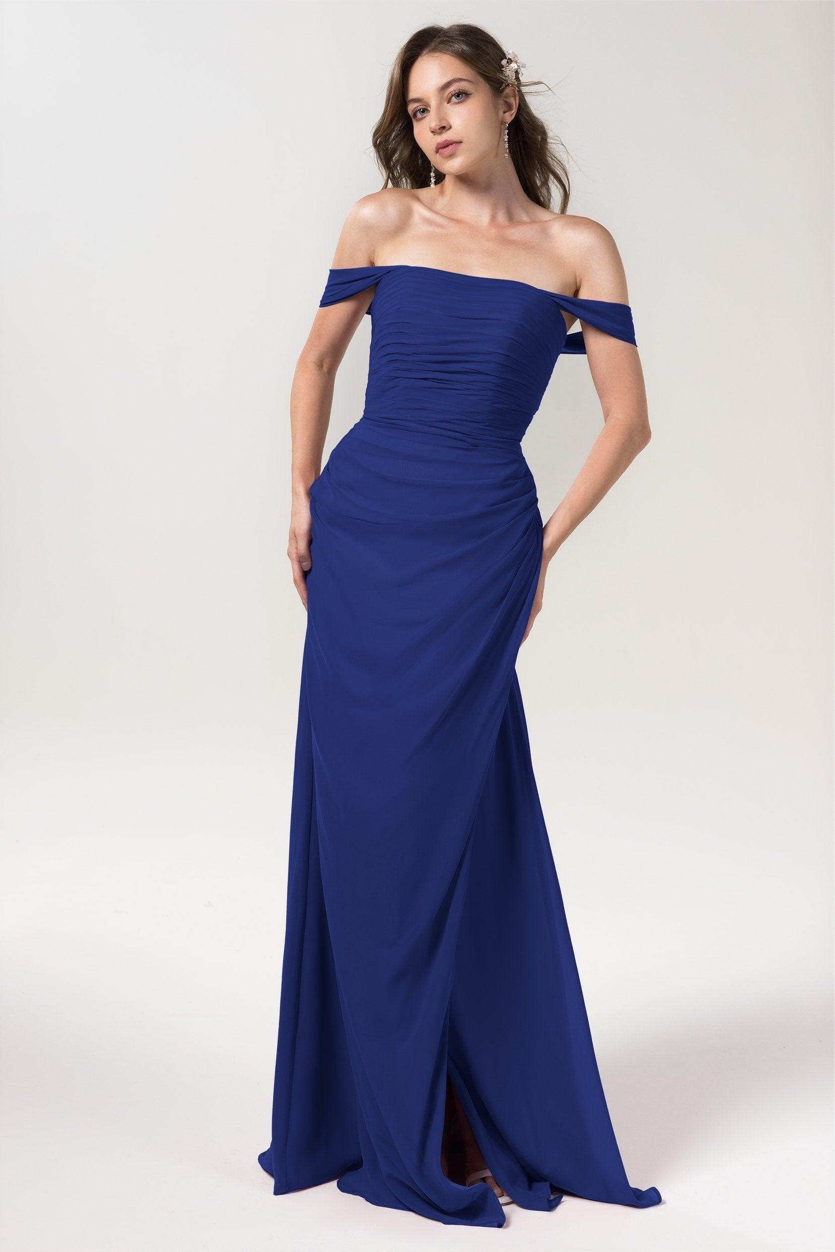 Sheath-Column Floor Length Chiffon Bridesmaid Dress Formal Dresses CB0561