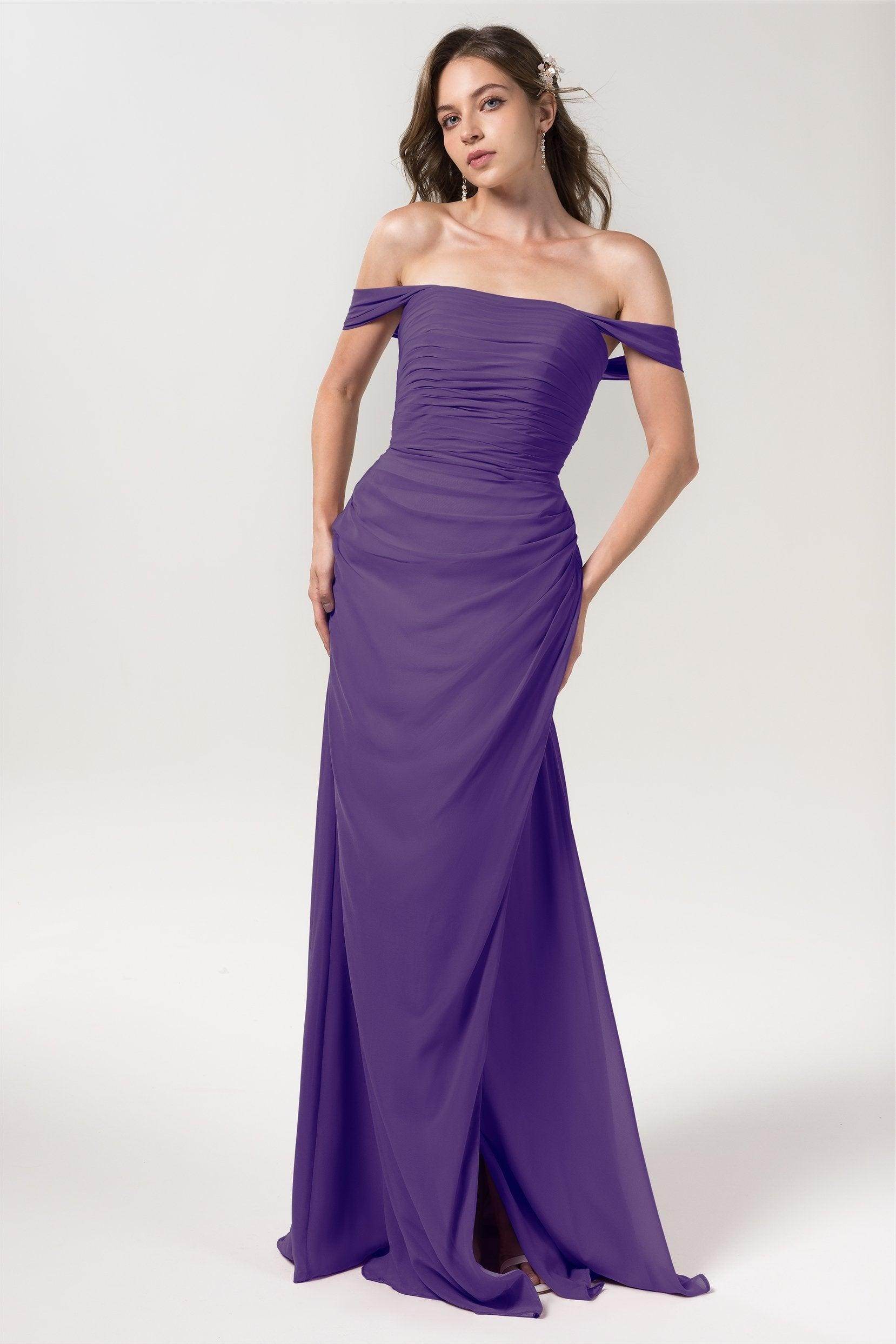 Sheath-Column Floor Length Chiffon Bridesmaid Dress Formal Dresses CB0561