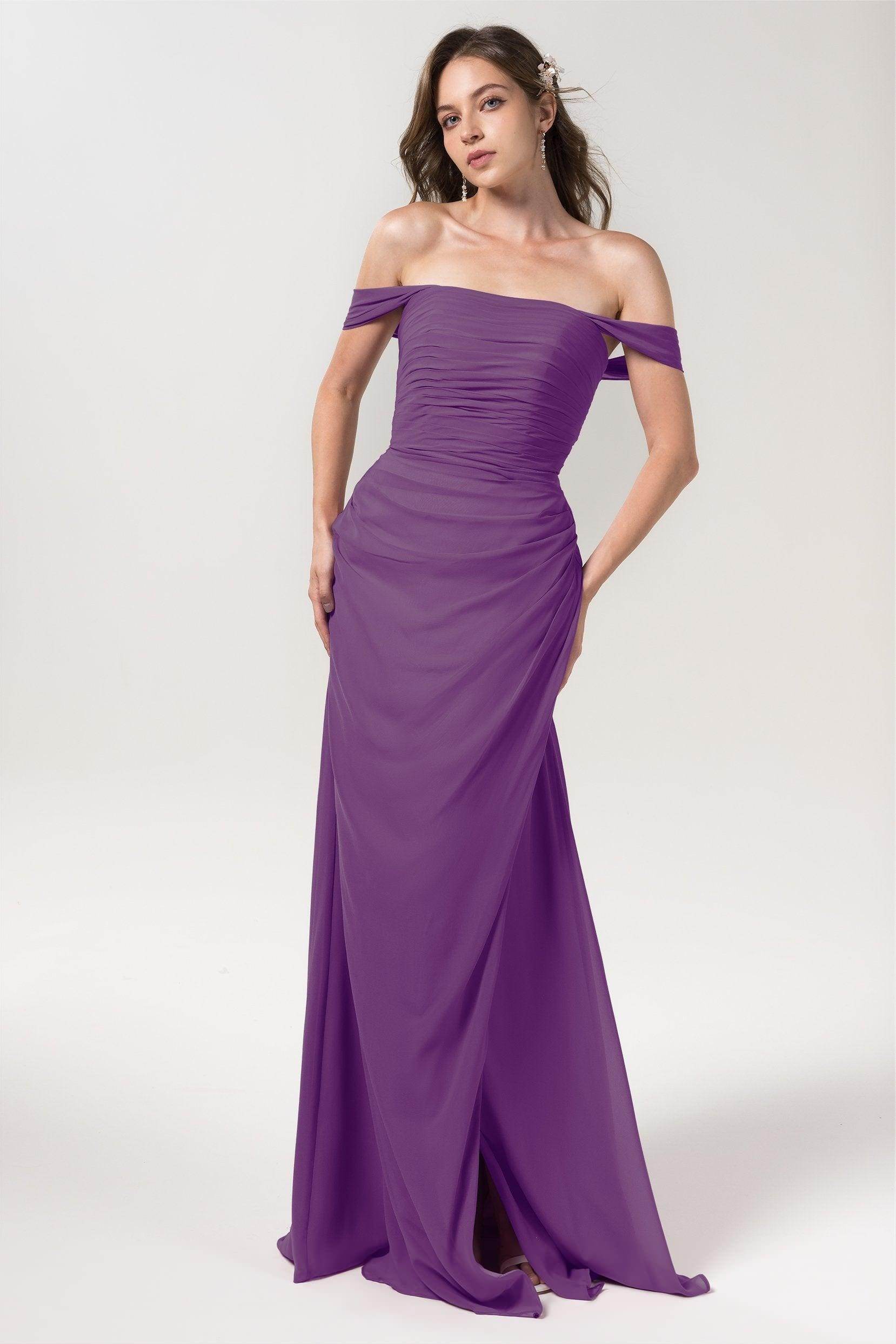Sheath-Column Floor Length Chiffon Bridesmaid Dress Formal Dresses CB0561