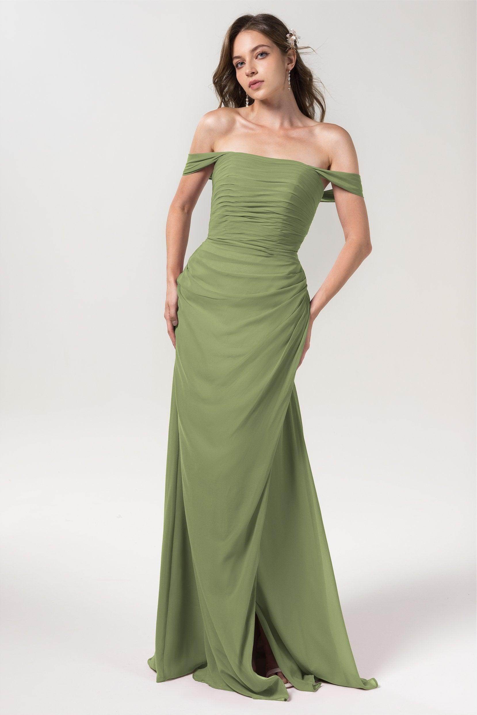 Sheath-Column Floor Length Chiffon Bridesmaid Dress Formal Dresses CB0561