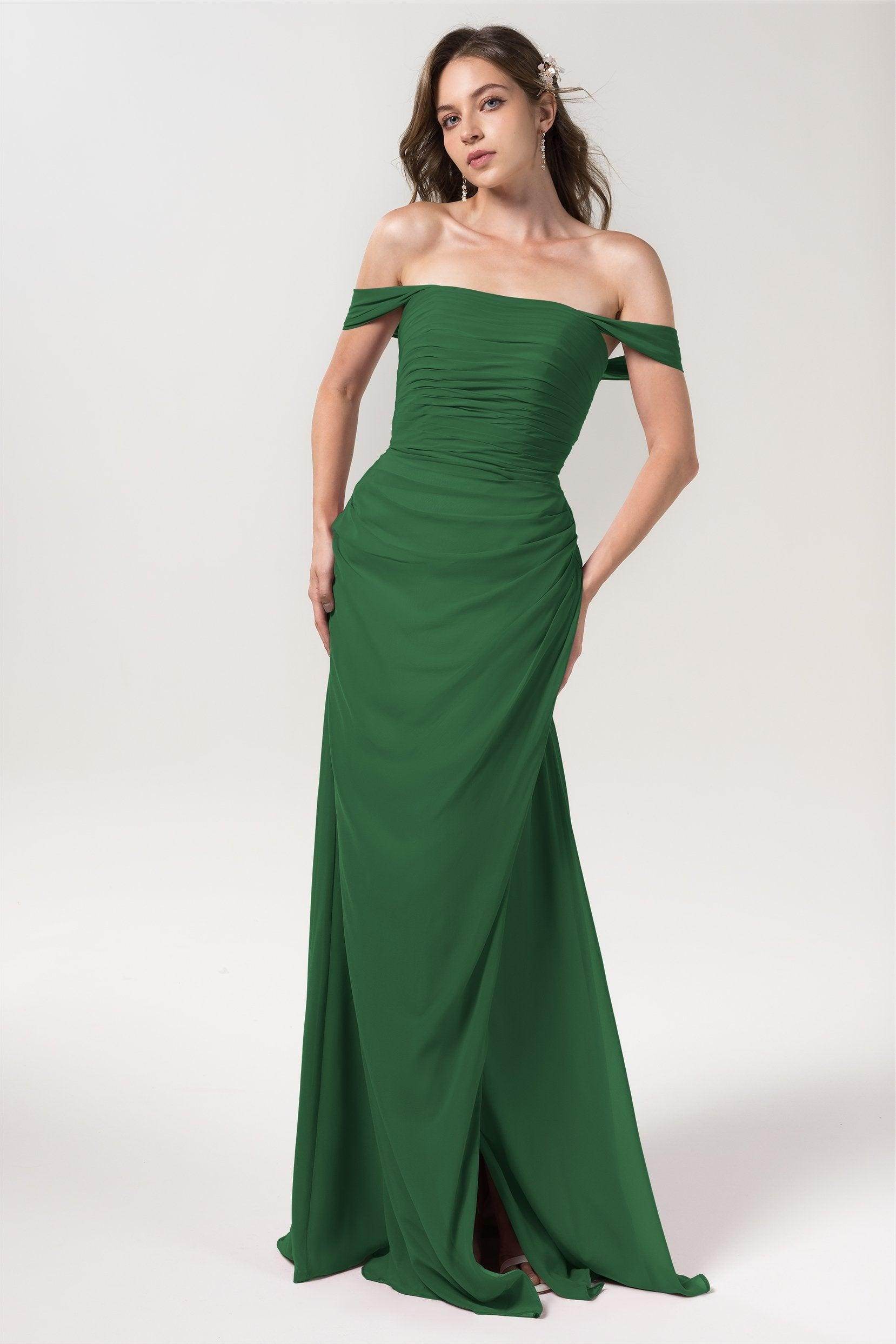Sheath-Column Floor Length Chiffon Bridesmaid Dress Formal Dresses CB0561