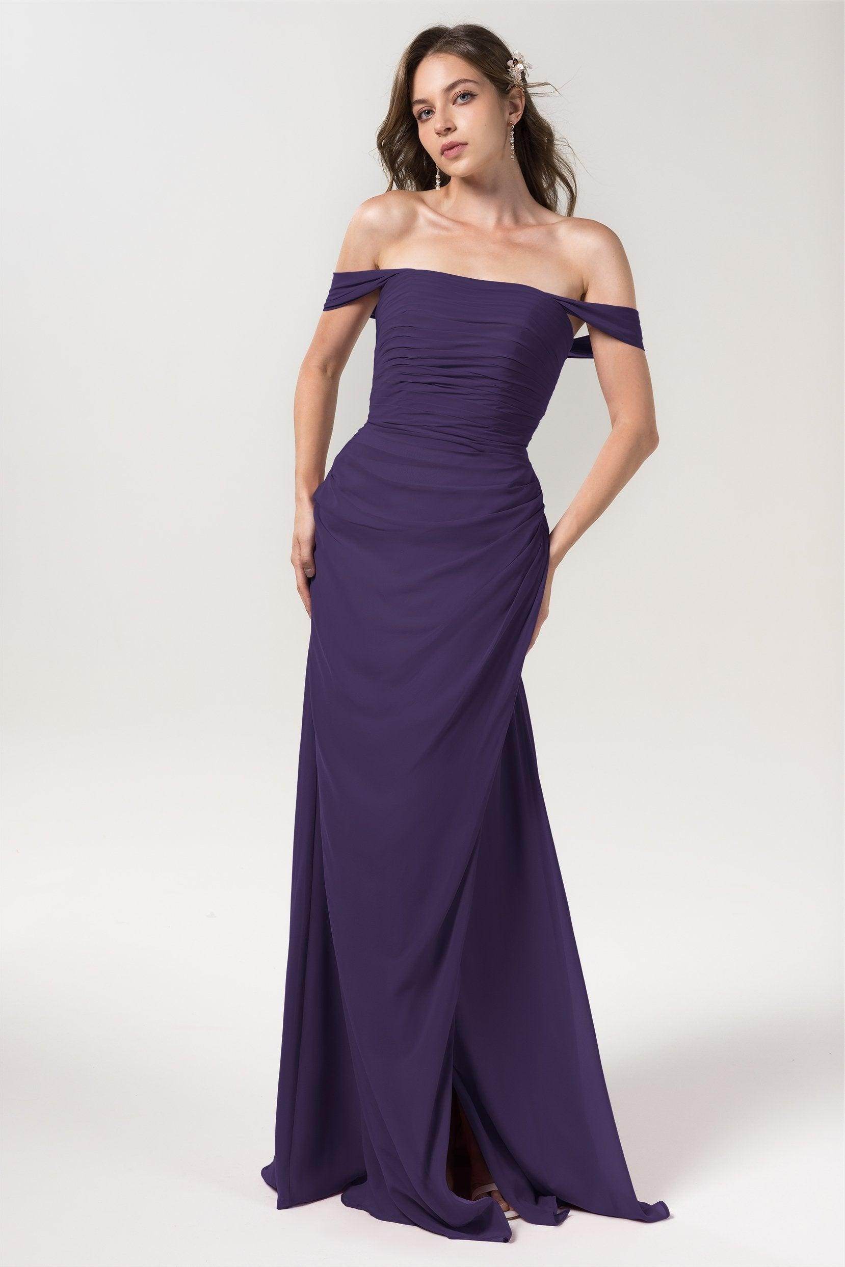 Sheath-Column Floor Length Chiffon Bridesmaid Dress Formal Dresses CB0561