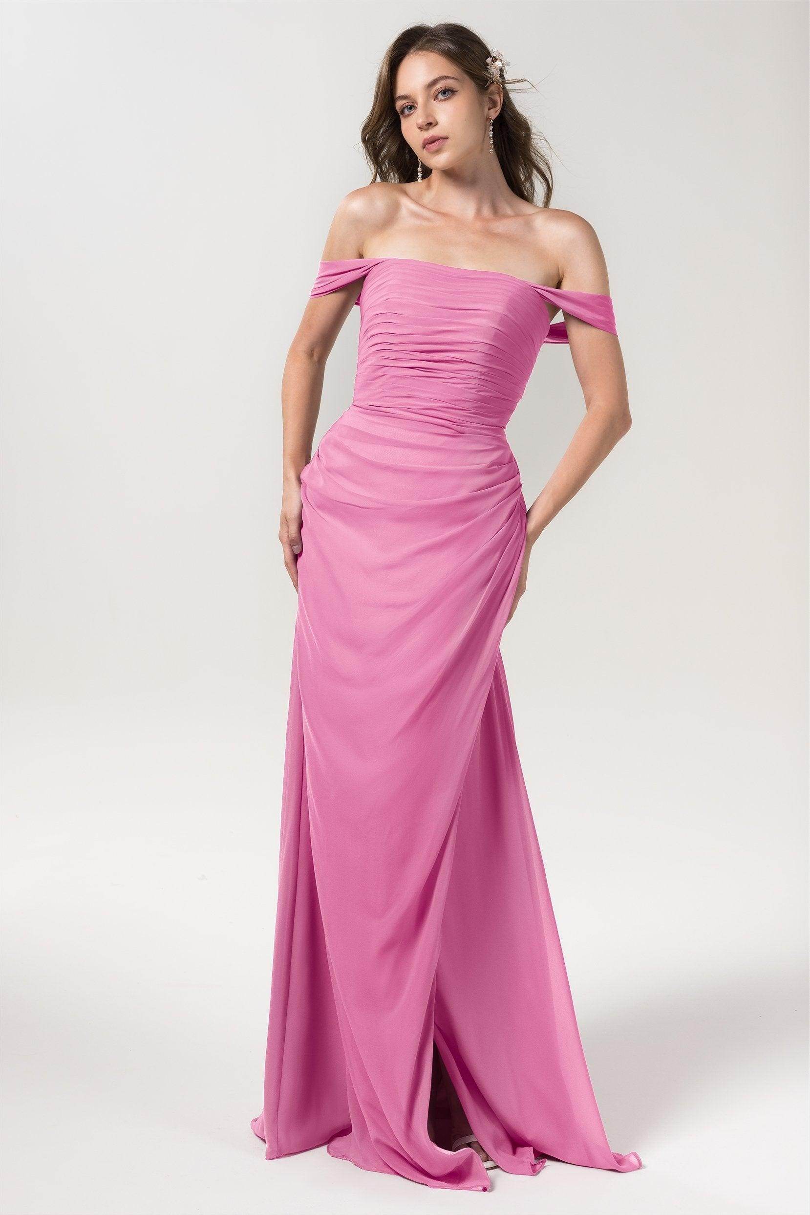 Sheath-Column Floor Length Chiffon Bridesmaid Dress Formal Dresses CB0561