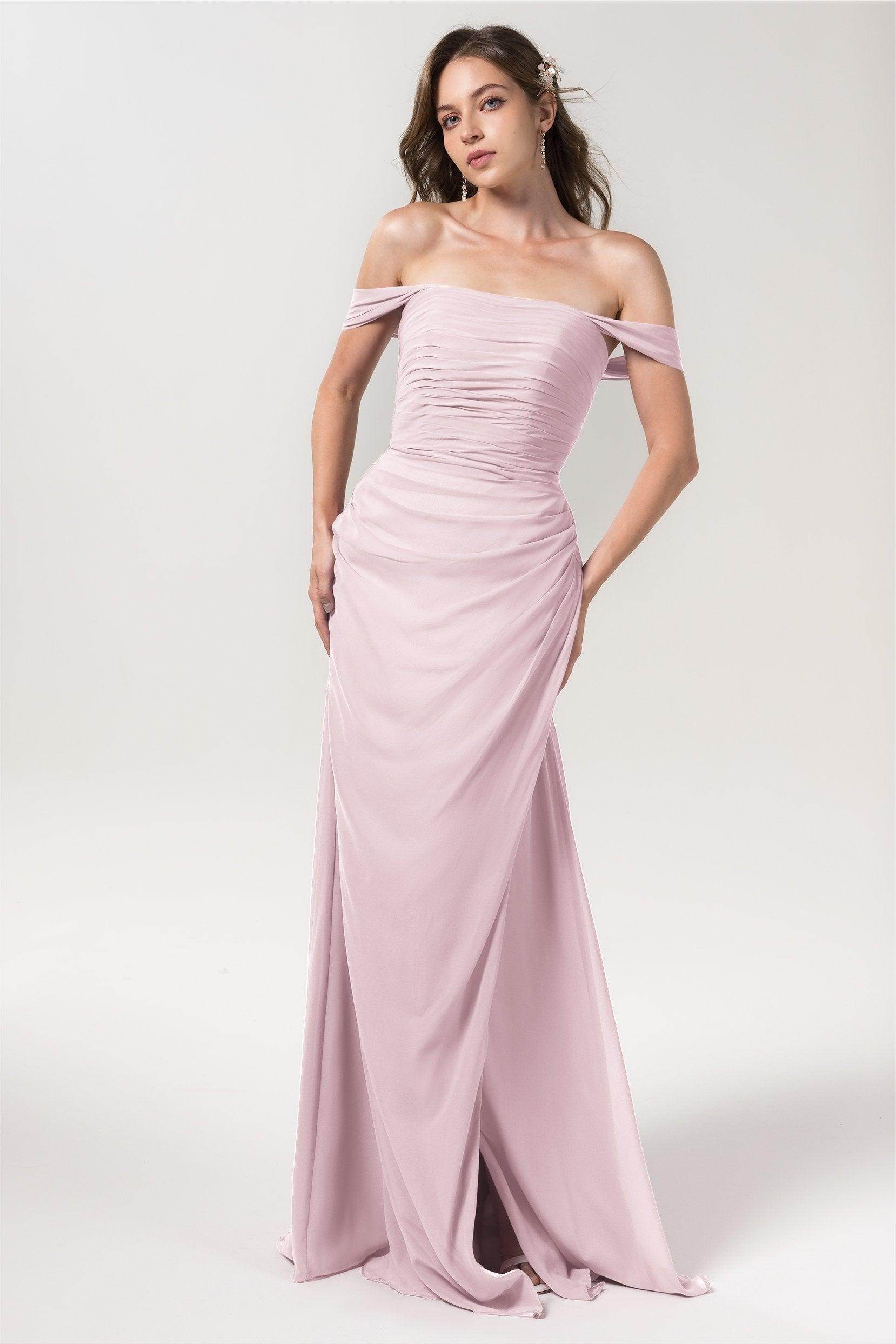 Sheath-Column Floor Length Chiffon Bridesmaid Dress Formal Dresses CB0561