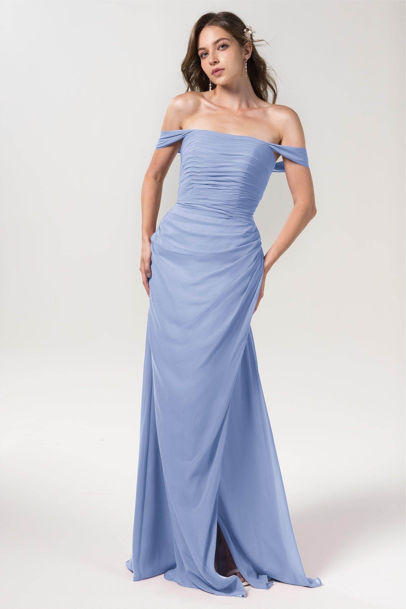 Sheath-Column Floor Length Chiffon Bridesmaid Dress Formal Dresses CB0561