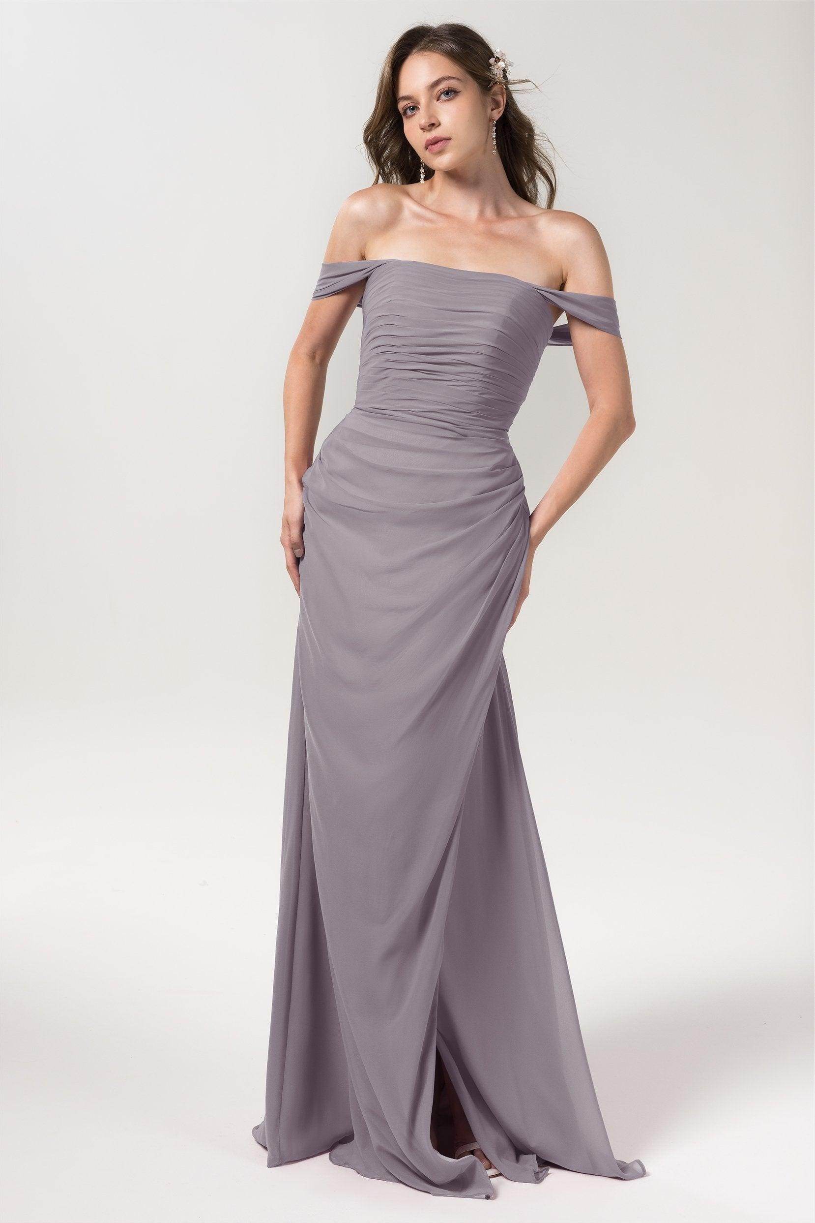 Sheath-Column Floor Length Chiffon Bridesmaid Dress Formal Dresses CB0561