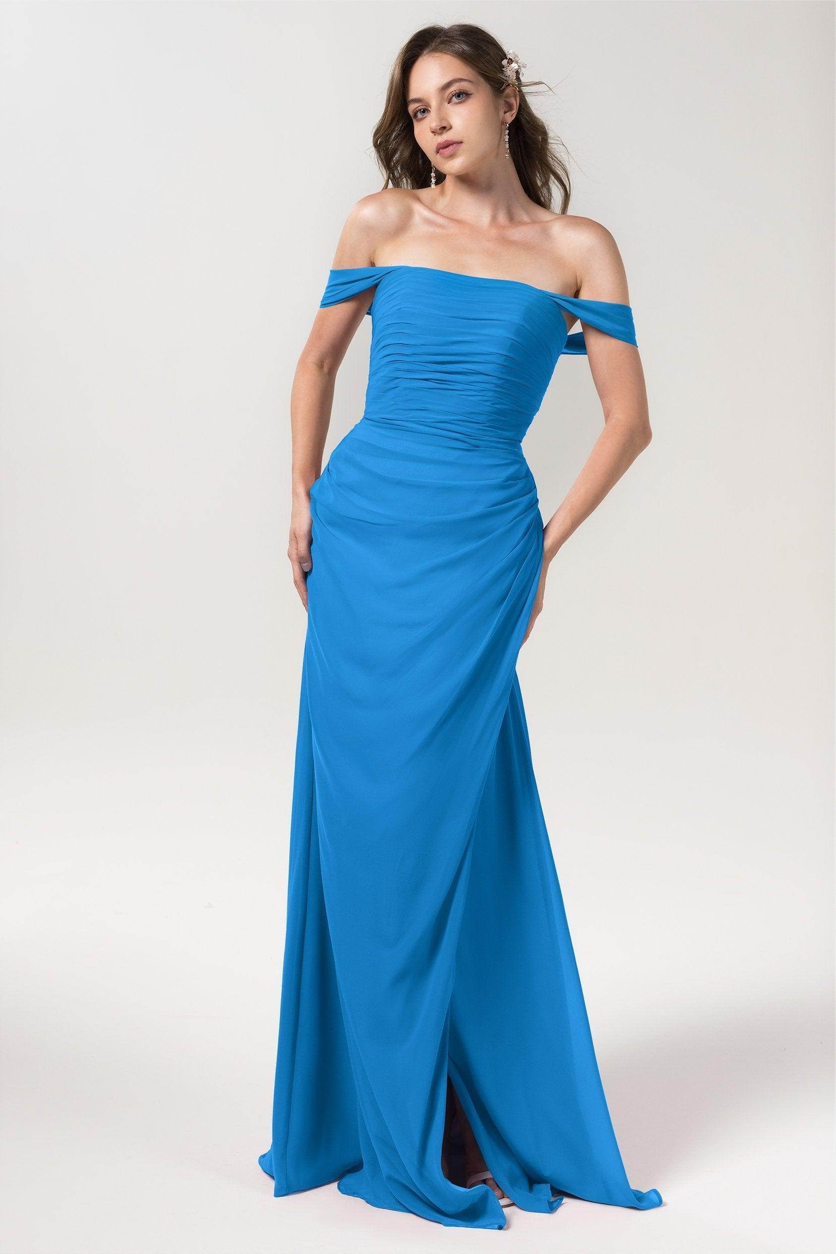 Sheath-Column Floor Length Chiffon Bridesmaid Dress Formal Dresses CB0561