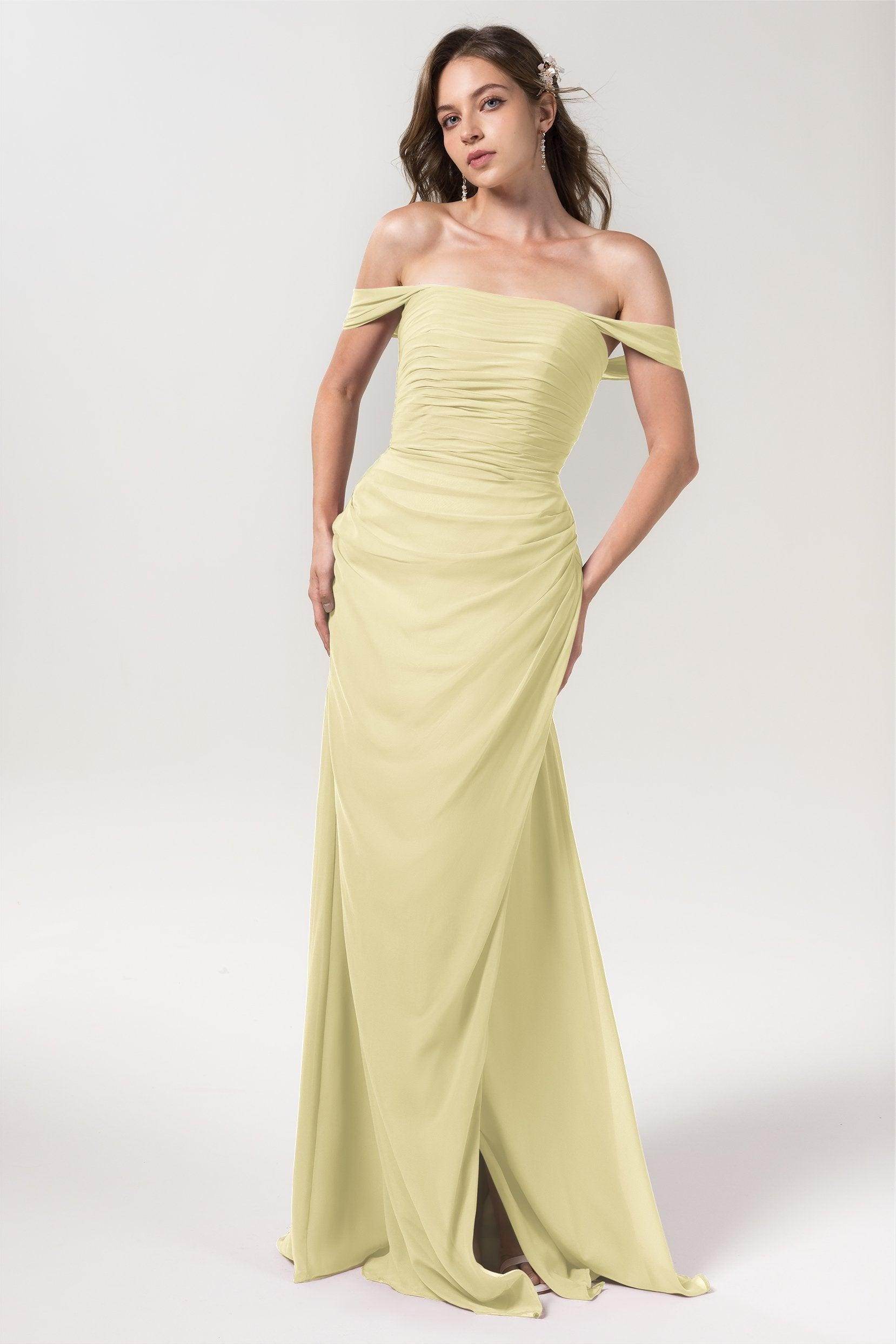 Sheath-Column Floor Length Chiffon Bridesmaid Dress Formal Dresses CB0561