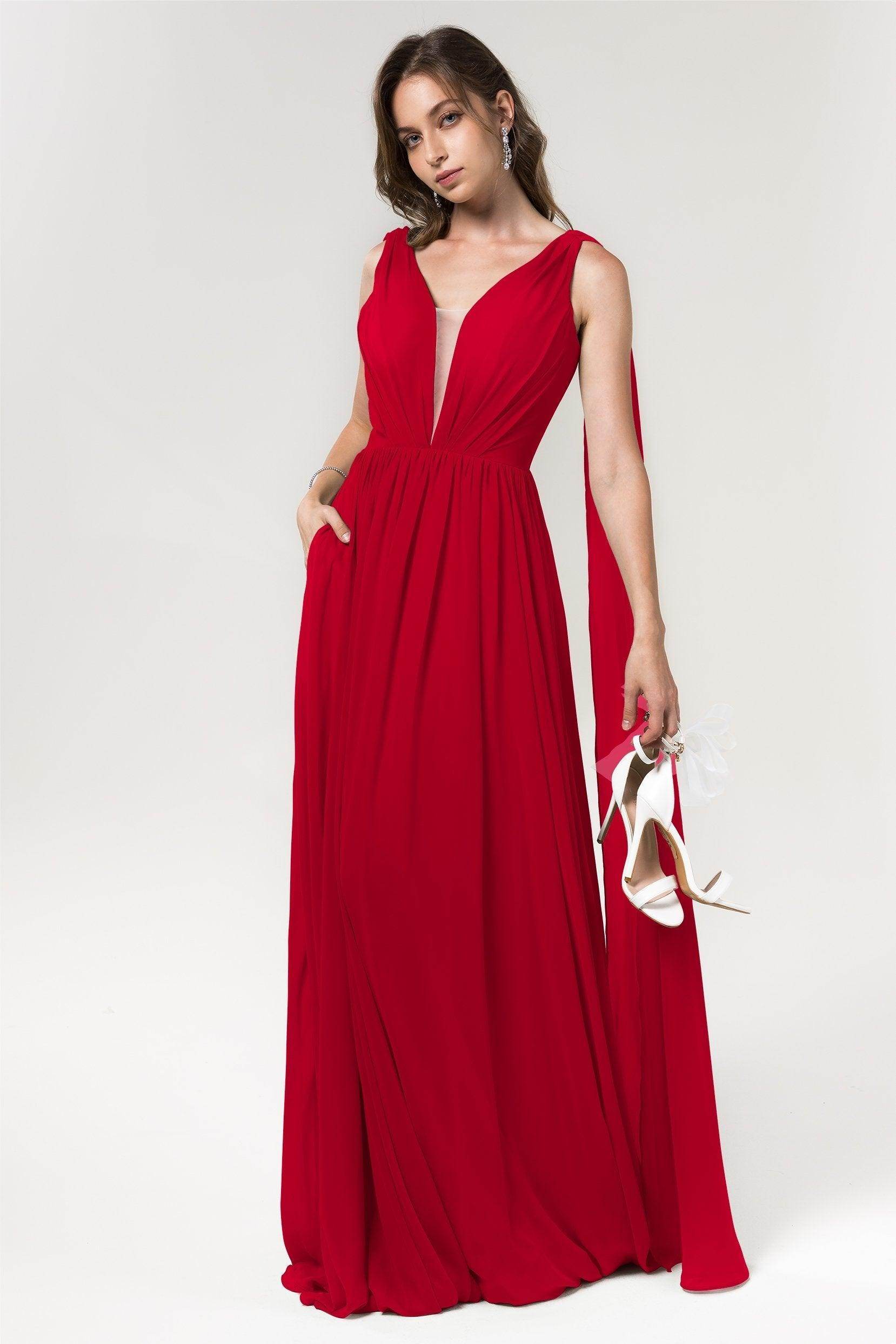 A-Line Floor Length Chiffon Bridesmaid Dress Formal Dresses CB0565