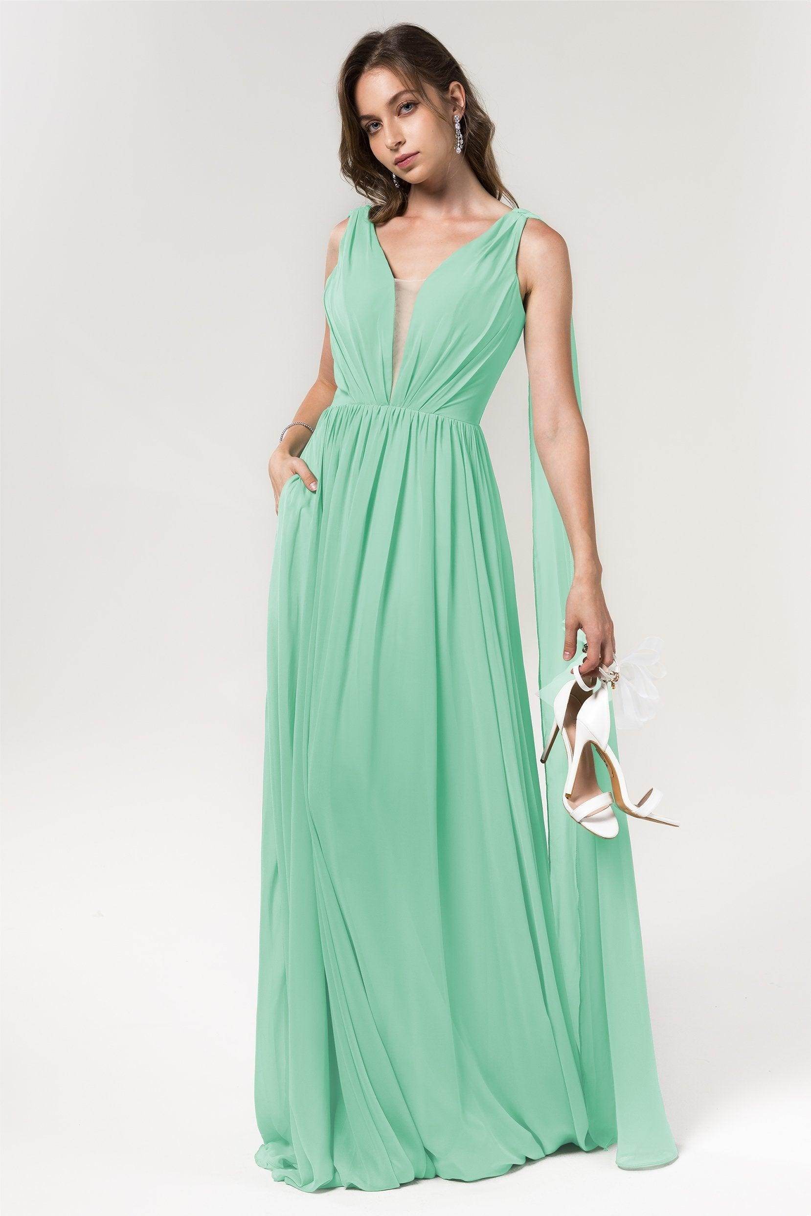 A-Line Floor Length Chiffon Bridesmaid Dress Formal Dresses CB0565