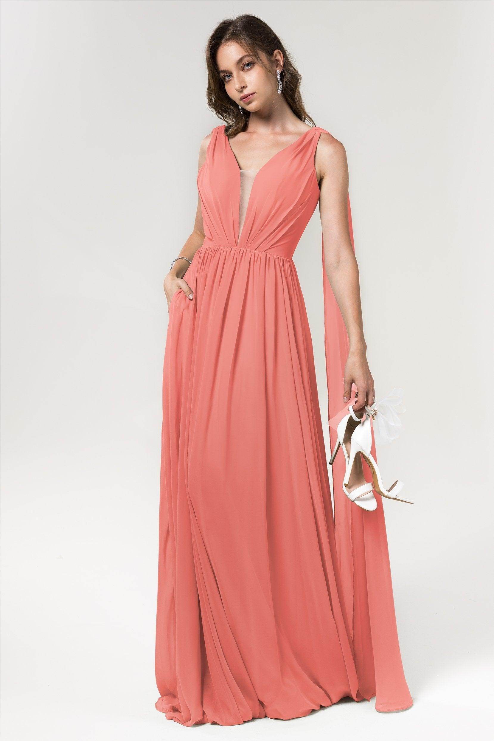 A-Line Floor Length Chiffon Bridesmaid Dress Formal Dresses CB0565