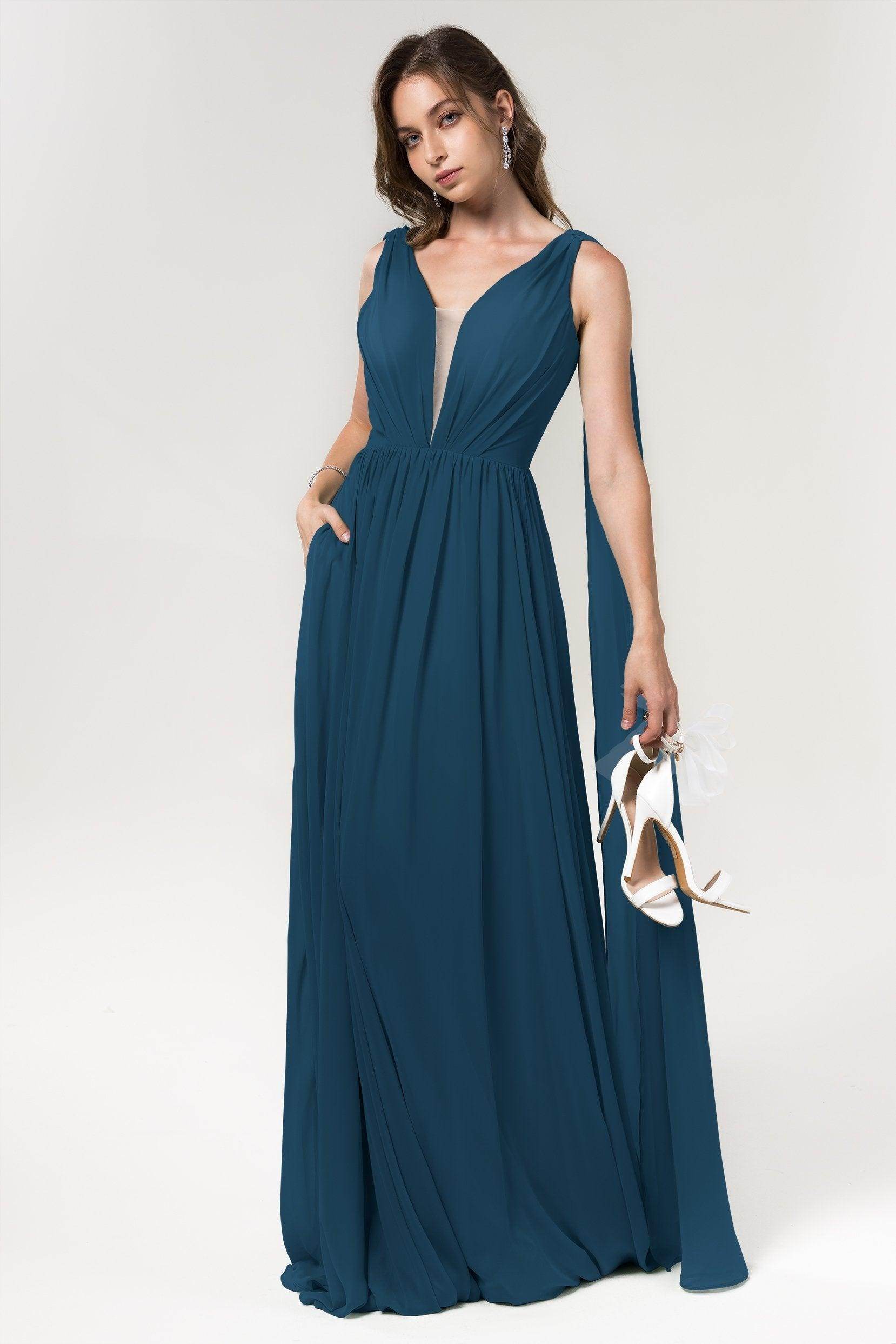 A-Line Floor Length Chiffon Bridesmaid Dress Formal Dresses CB0565