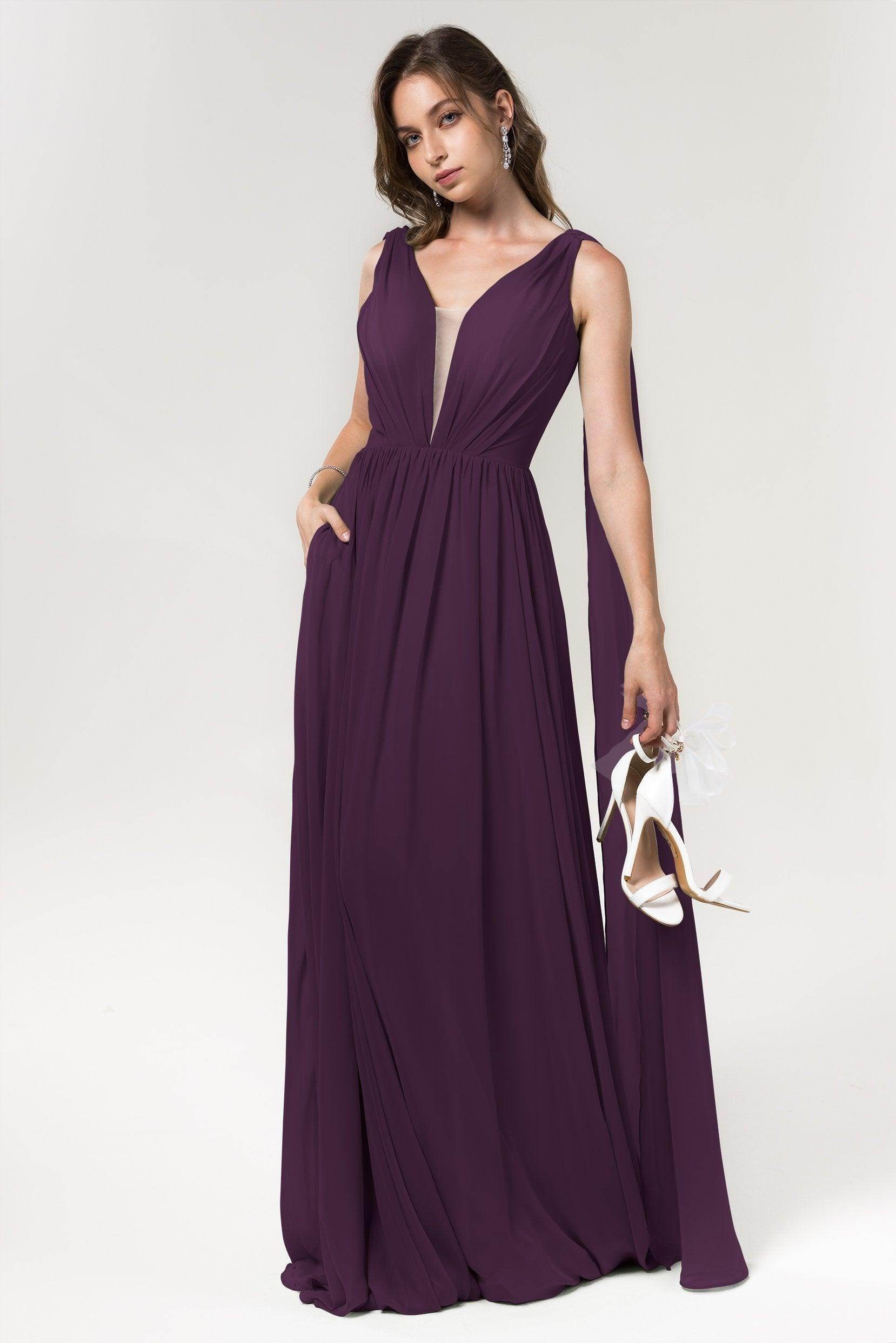 A-Line Floor Length Chiffon Bridesmaid Dress Formal Dresses CB0565