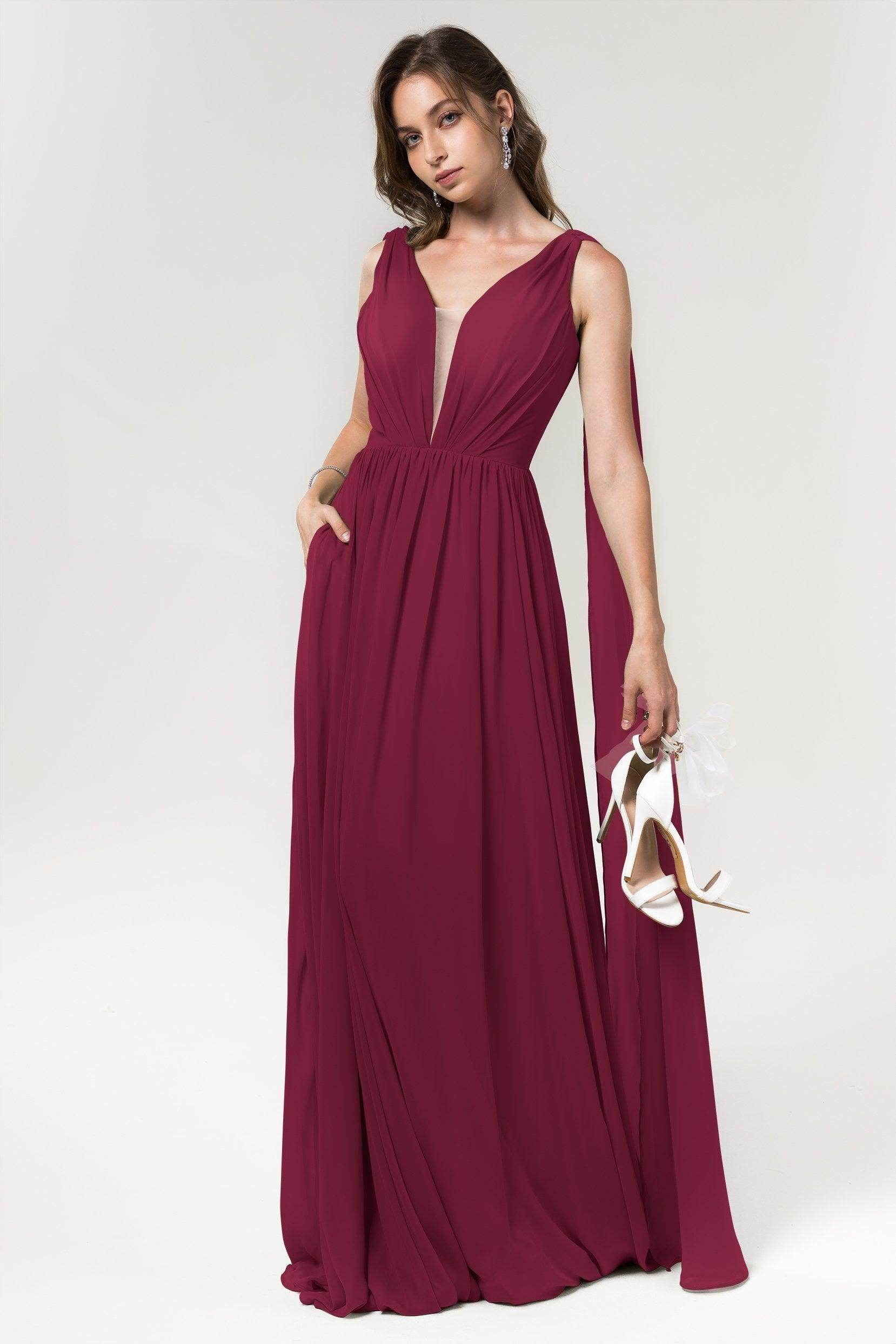 A-Line Floor Length Chiffon Bridesmaid Dress Formal Dresses CB0565