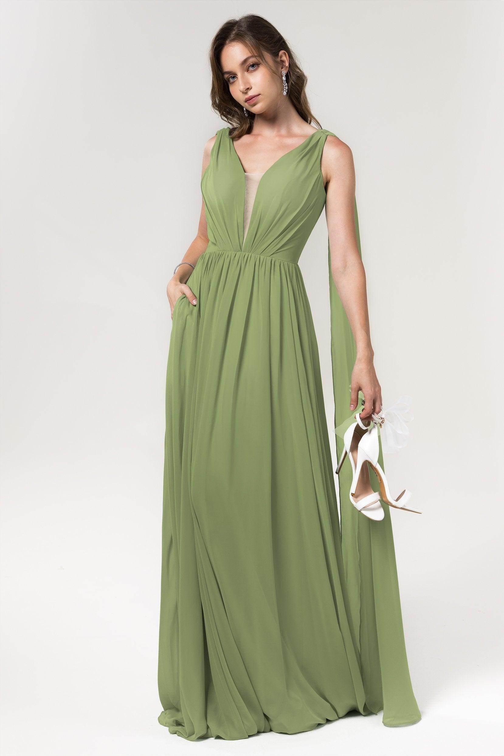 A-Line Floor Length Chiffon Bridesmaid Dress Formal Dresses CB0565