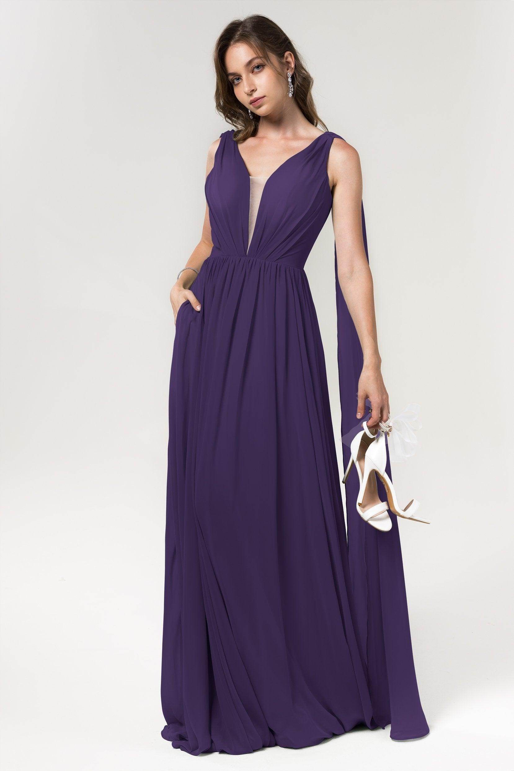 A-Line Floor Length Chiffon Bridesmaid Dress Formal Dresses CB0565
