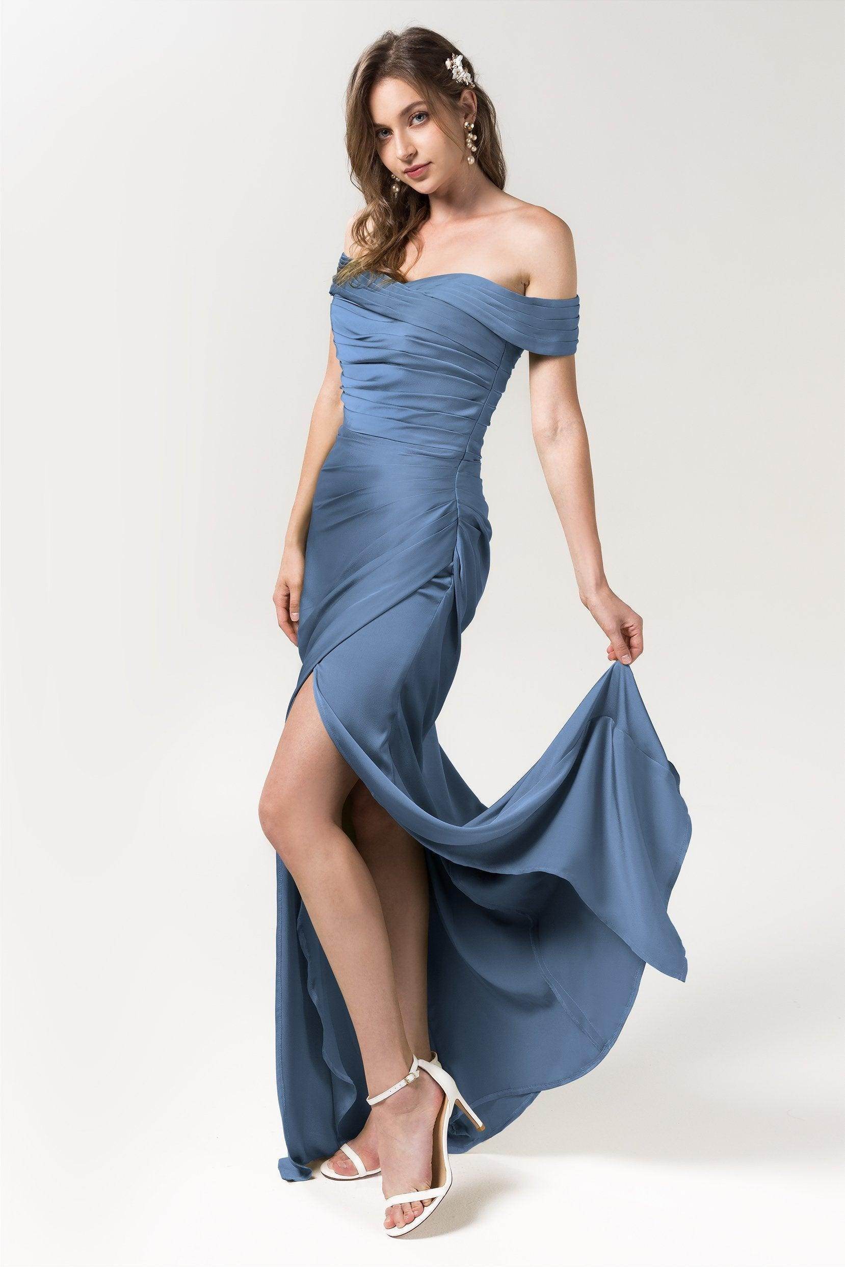 Sheath Floor Length Luxe Satin Bridesmaid Dress Formal Dresses CB0580