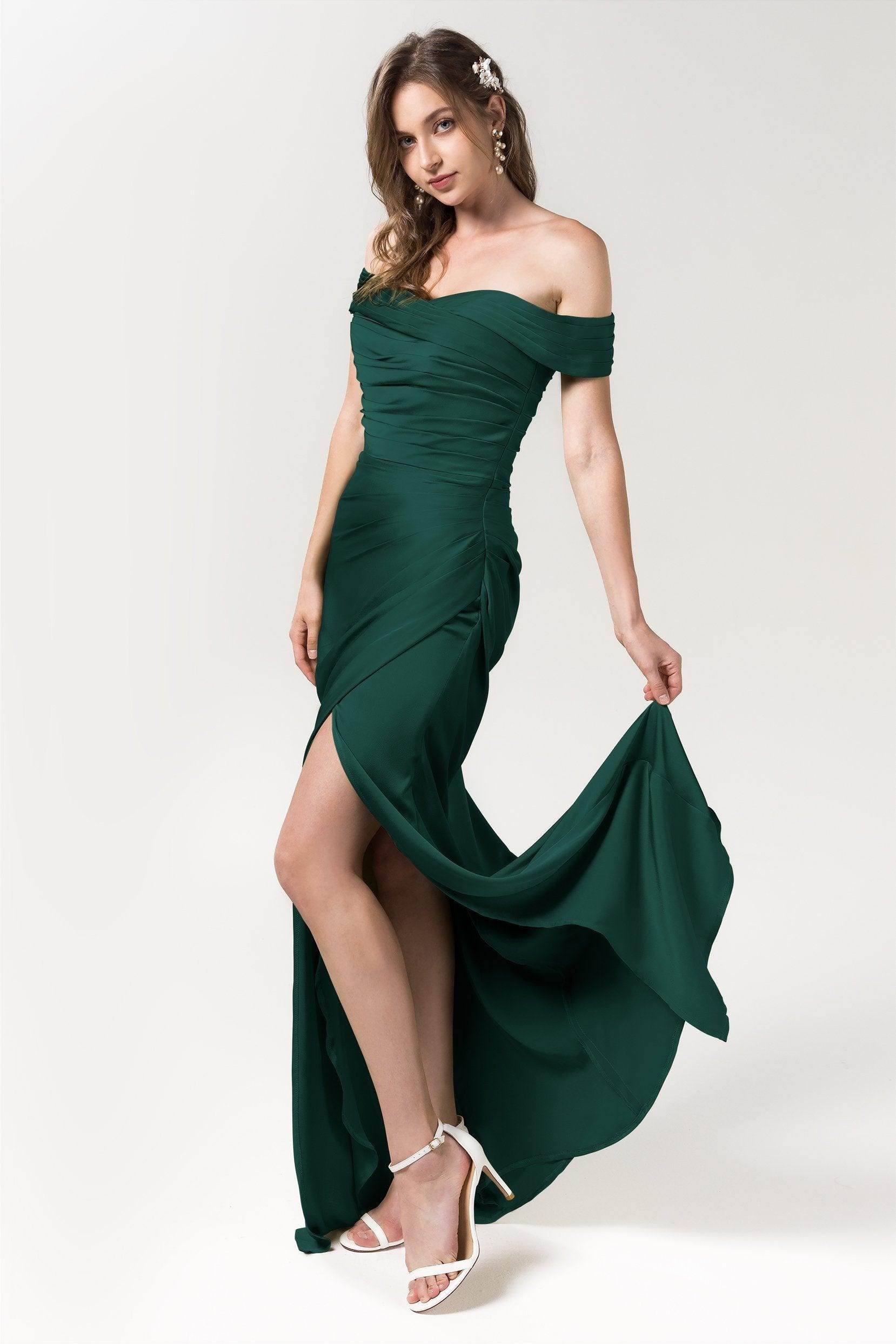 Sheath Floor Length Luxe Satin Bridesmaid Dress Formal Dresses CB0580