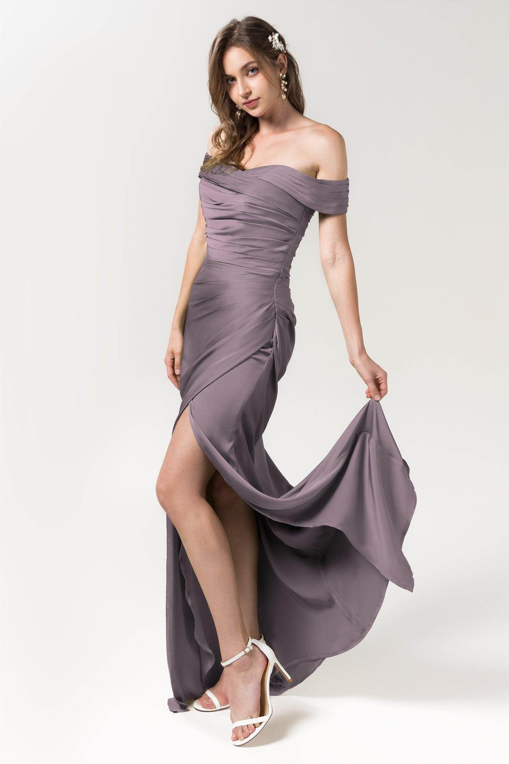 Sheath Floor Length Luxe Satin Bridesmaid Dress Formal Dresses CB0580