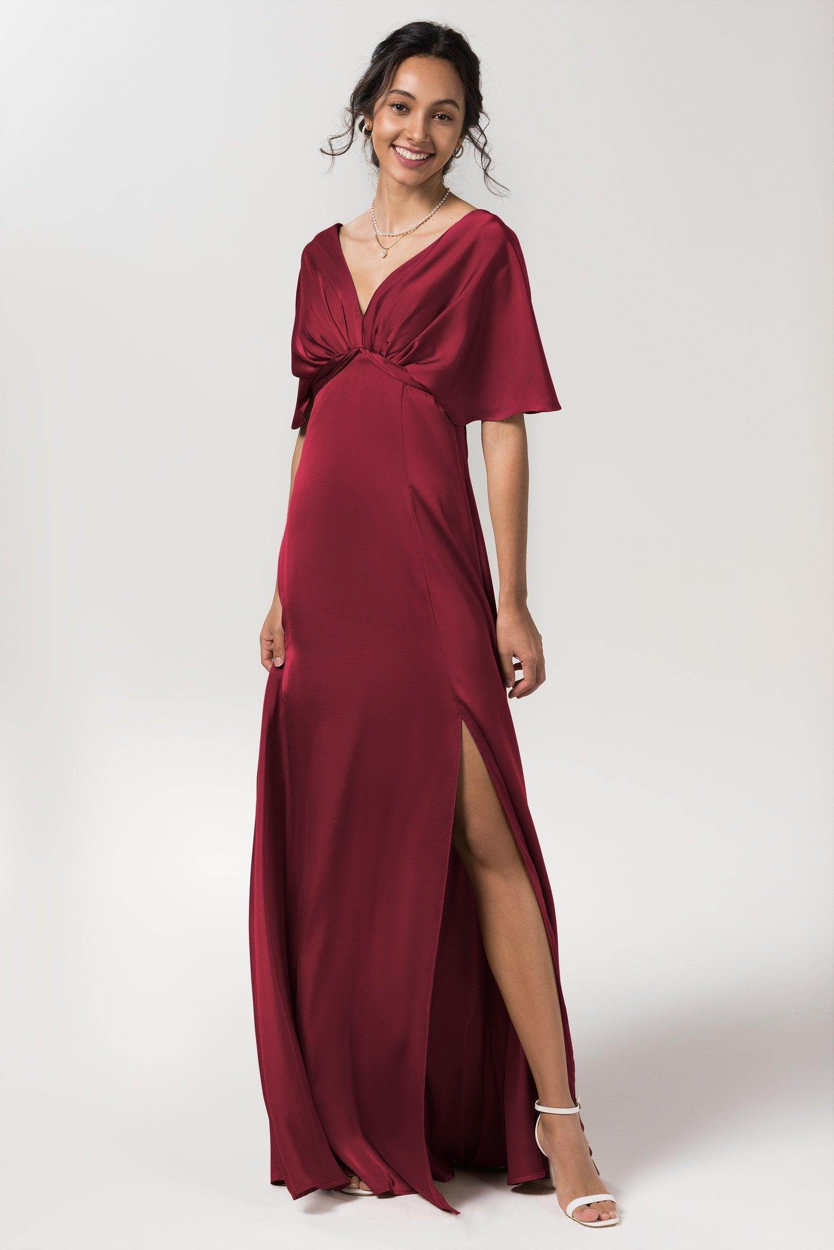 Sheath Floor Length Luxe Satin Bridesmaid Dress Formal Dresses CB0584PS