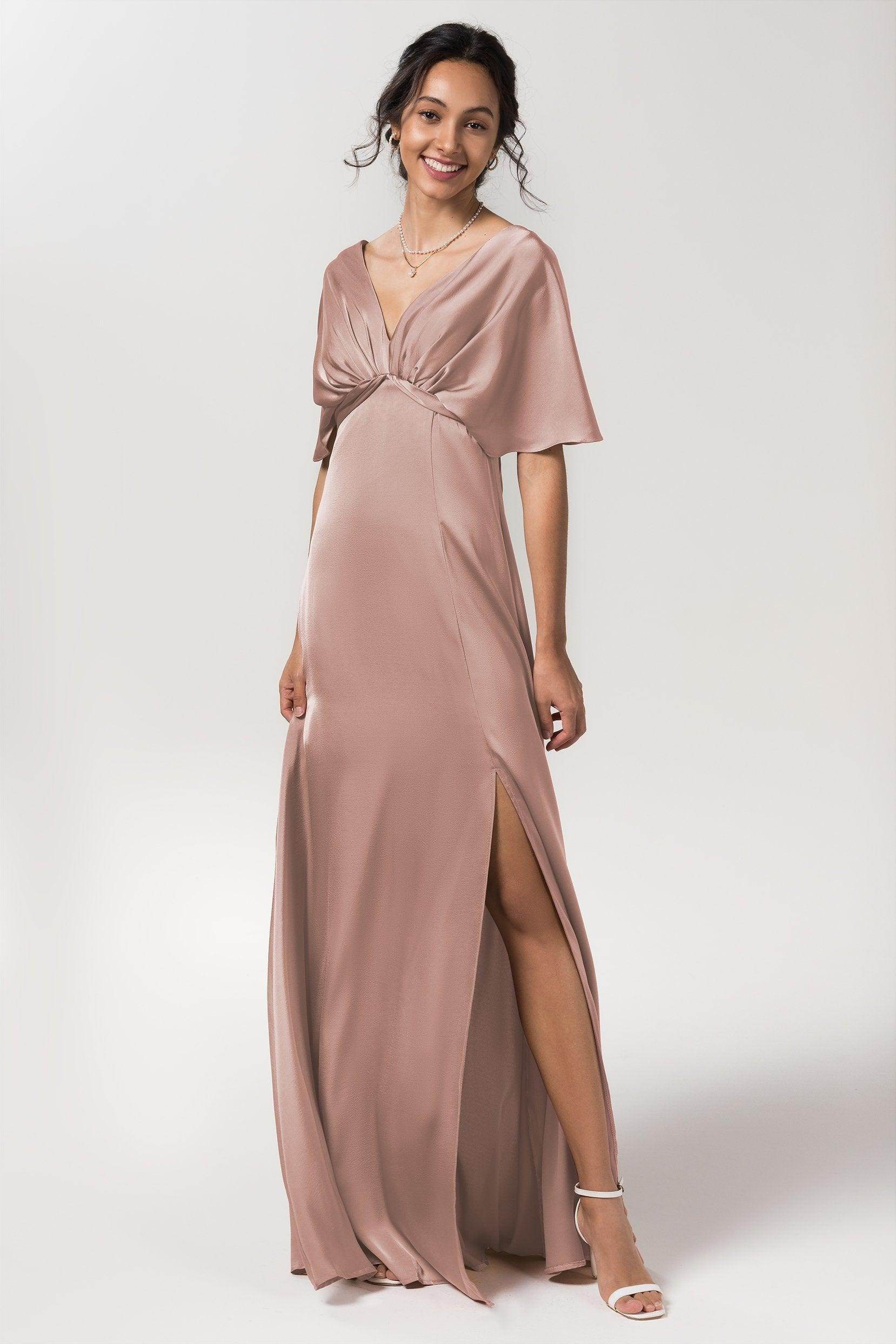 Sheath Floor Length Luxe Satin Bridesmaid Dress Formal Dresses CB0584PS