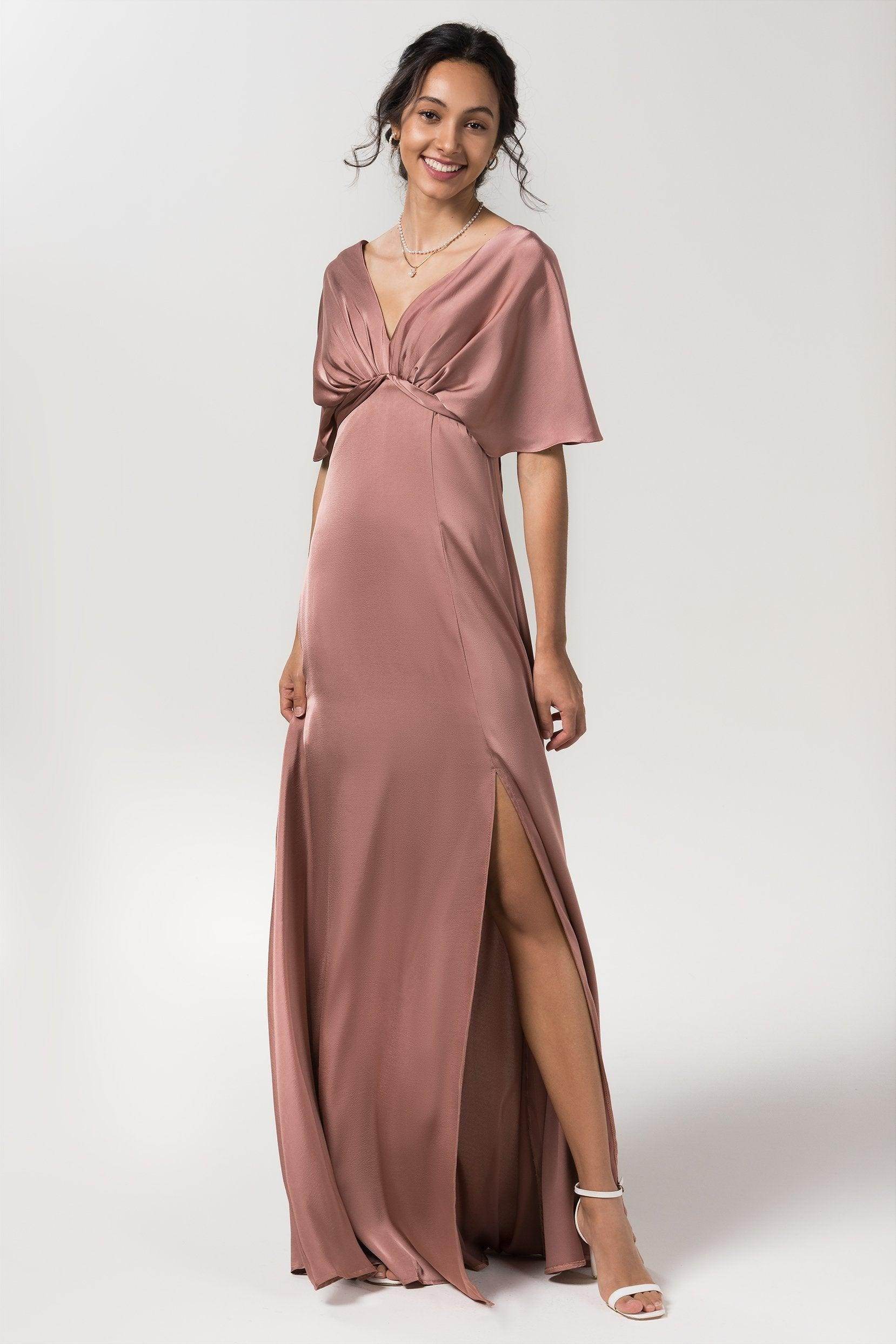 Sheath Floor Length Luxe Satin Bridesmaid Dress Formal Dresses CB0584PS