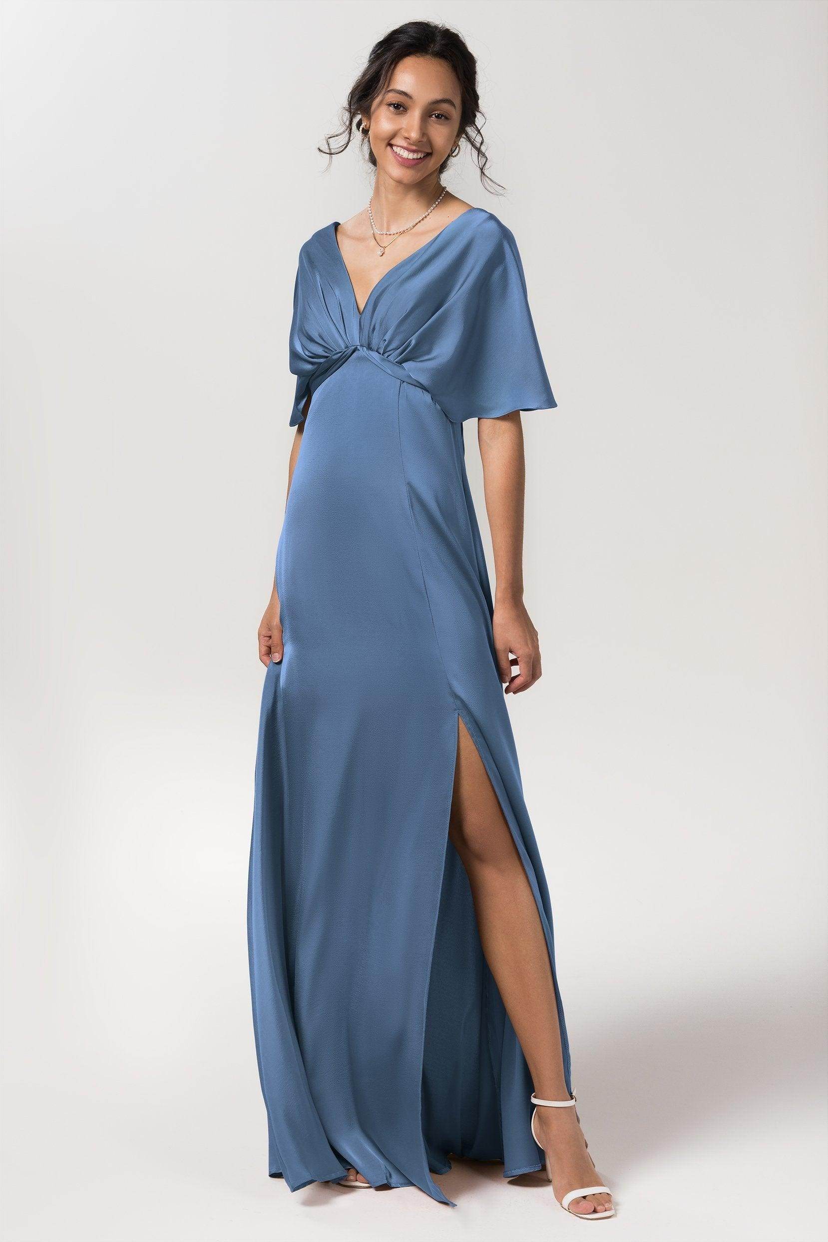 Sheath Floor Length Luxe Satin Bridesmaid Dress Formal Dresses CB0584PS