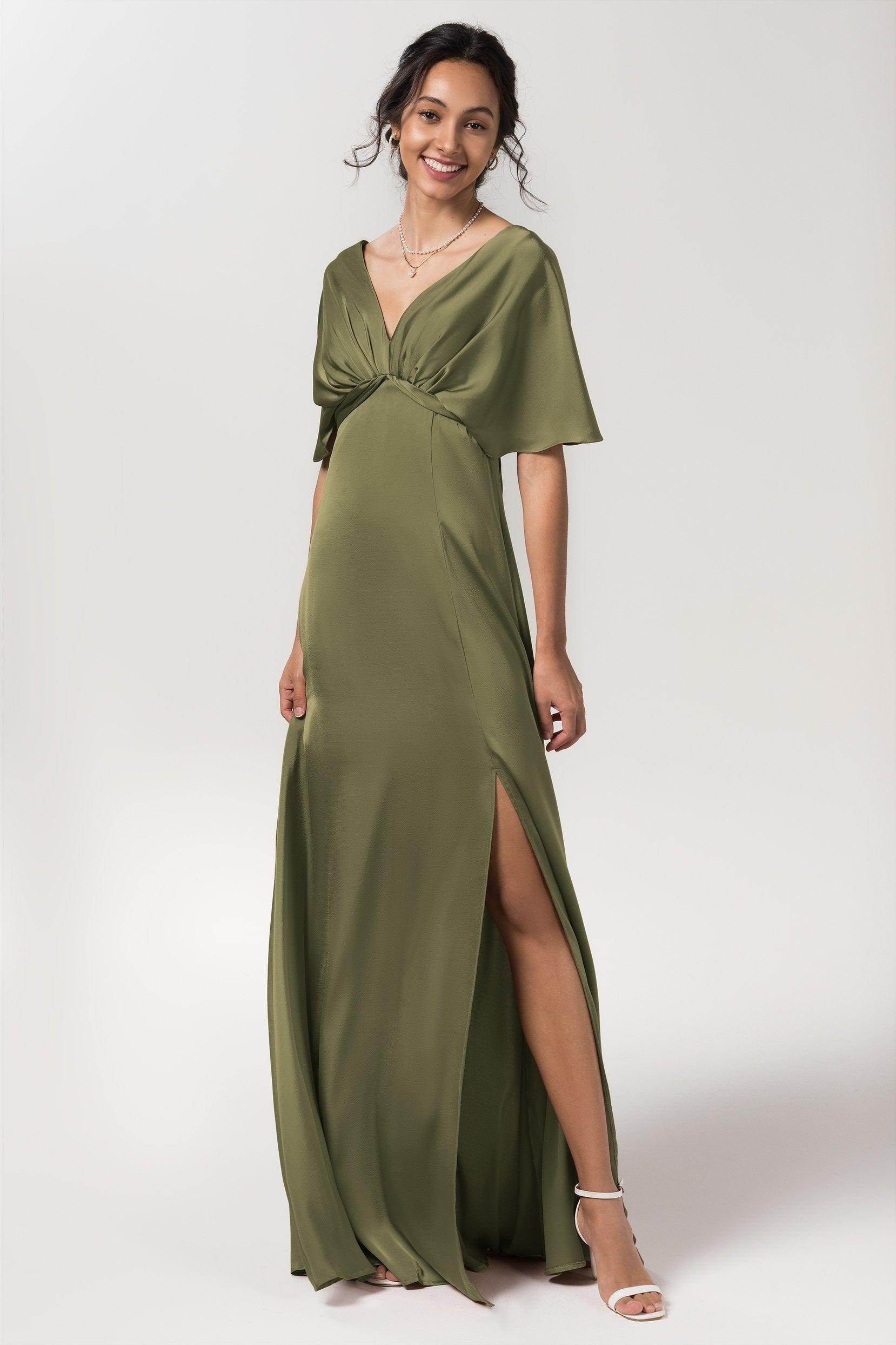 Sheath Floor Length Luxe Satin Bridesmaid Dress Formal Dresses CB0584PS