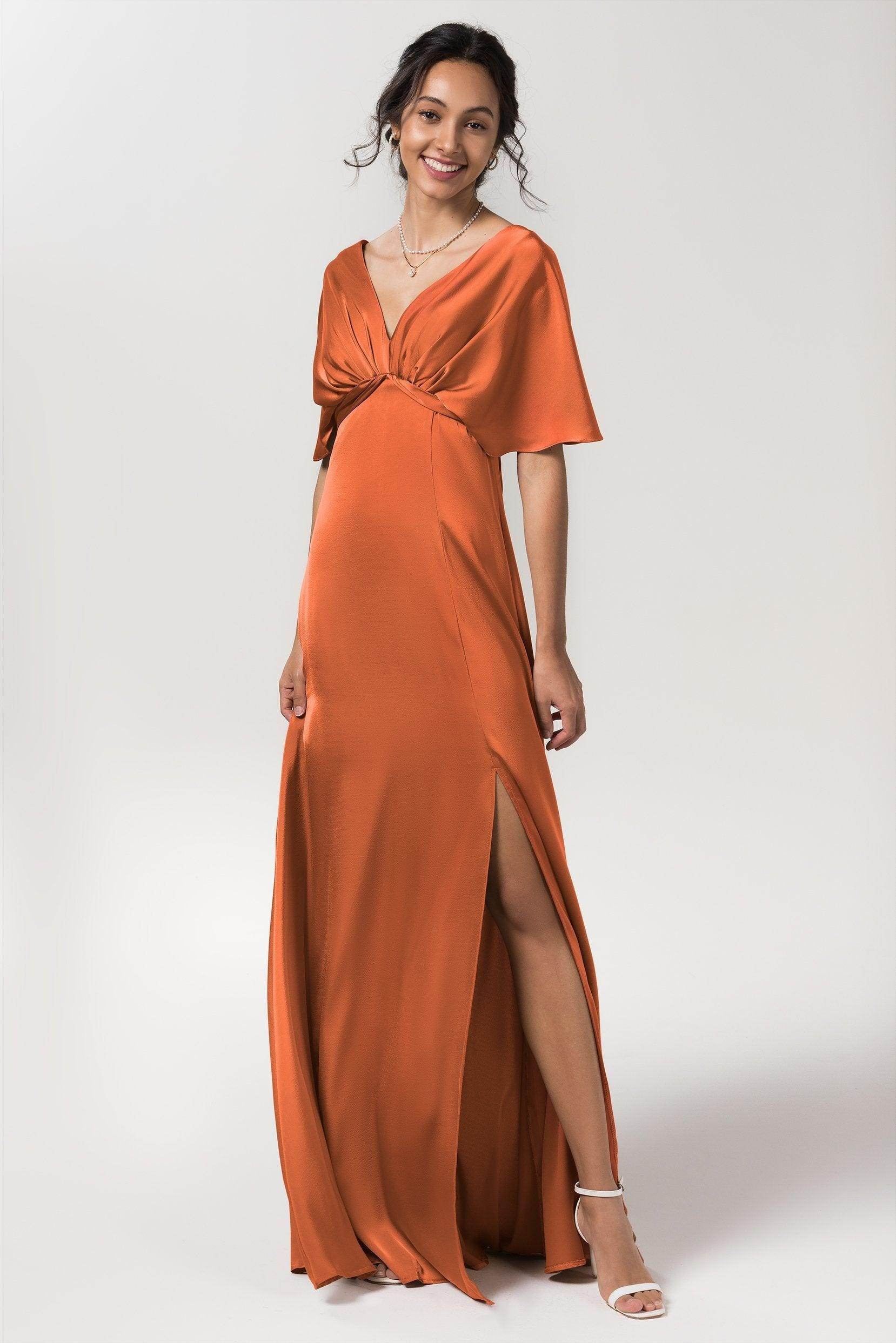 Sheath Floor Length Luxe Satin Bridesmaid Dress Formal Dresses CB0584PS