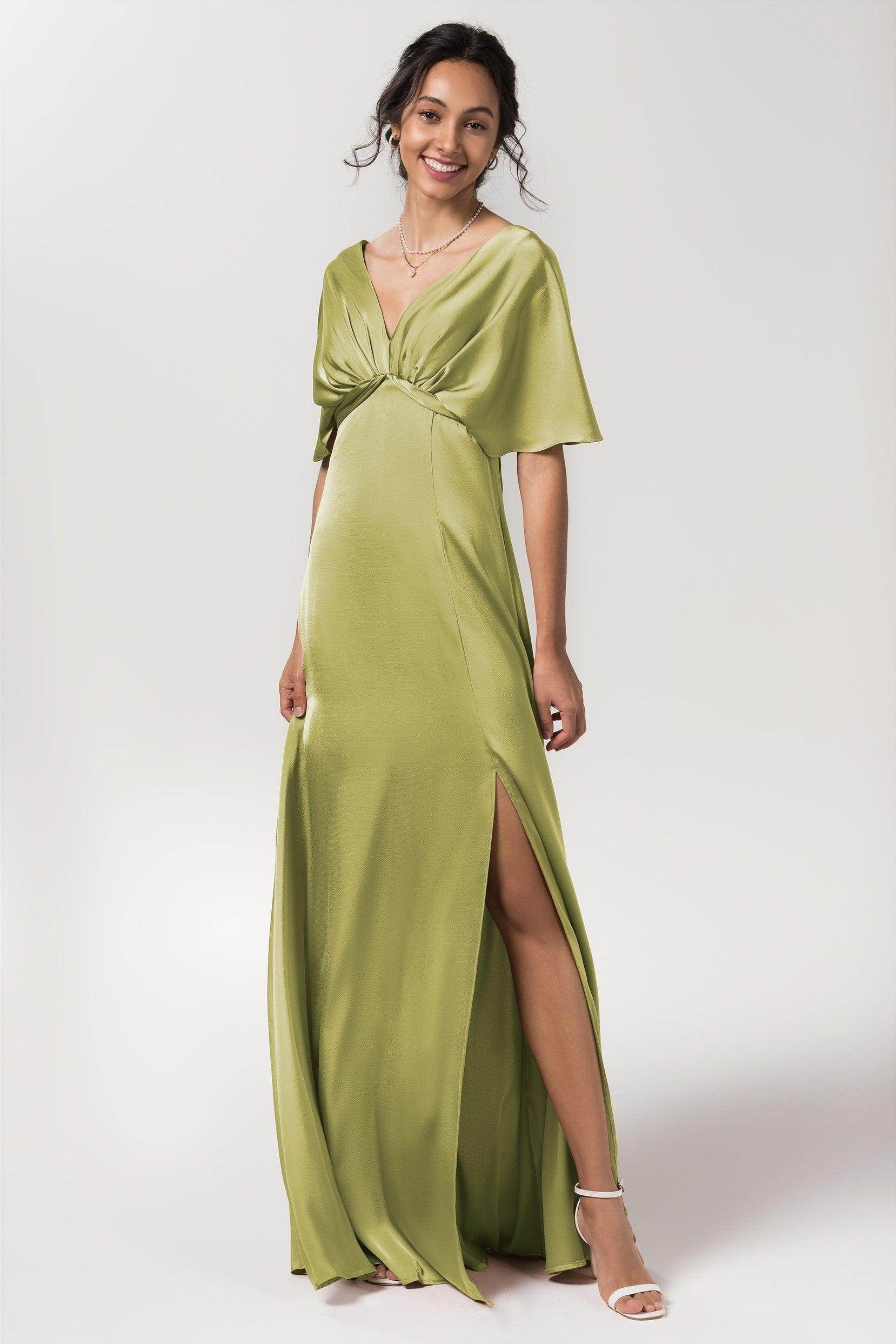 Sheath Floor Length Luxe Satin Bridesmaid Dress Formal Dresses CB0584PS