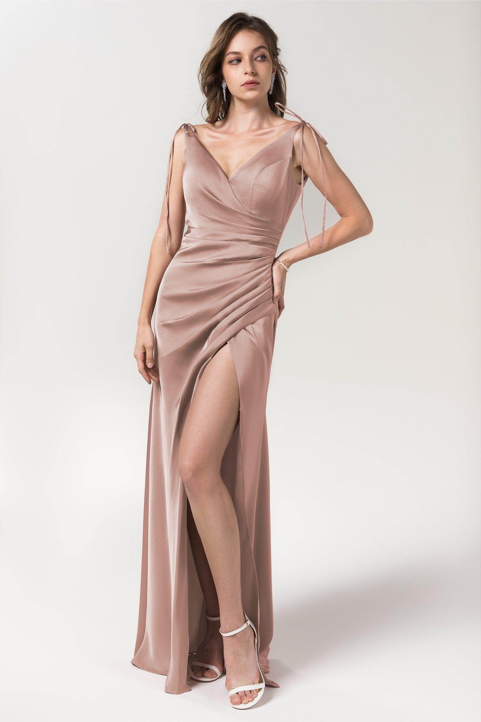 Sheath Floor Length Luxe Satin Bridesmaid Dress Formal Dresses CB0585