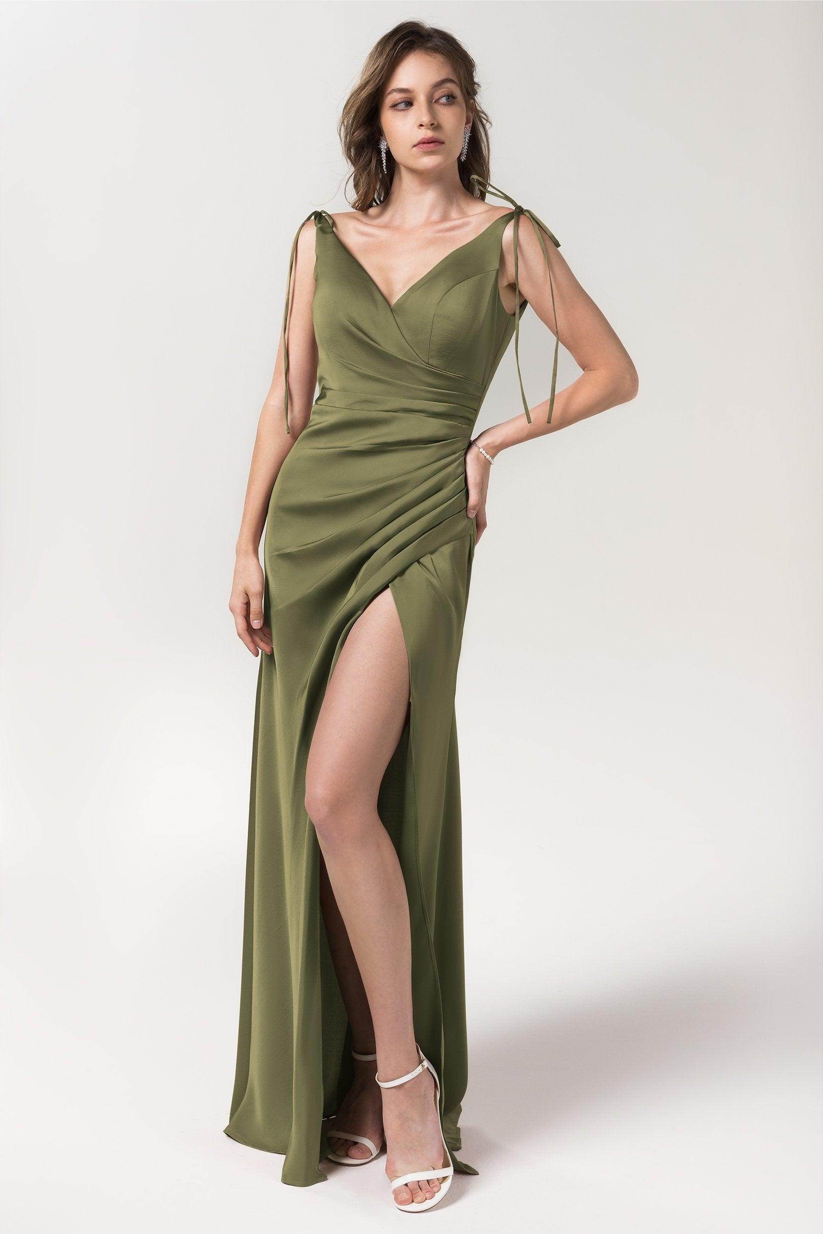 Sheath Floor Length Luxe Satin Bridesmaid Dress Formal Dresses CB0585