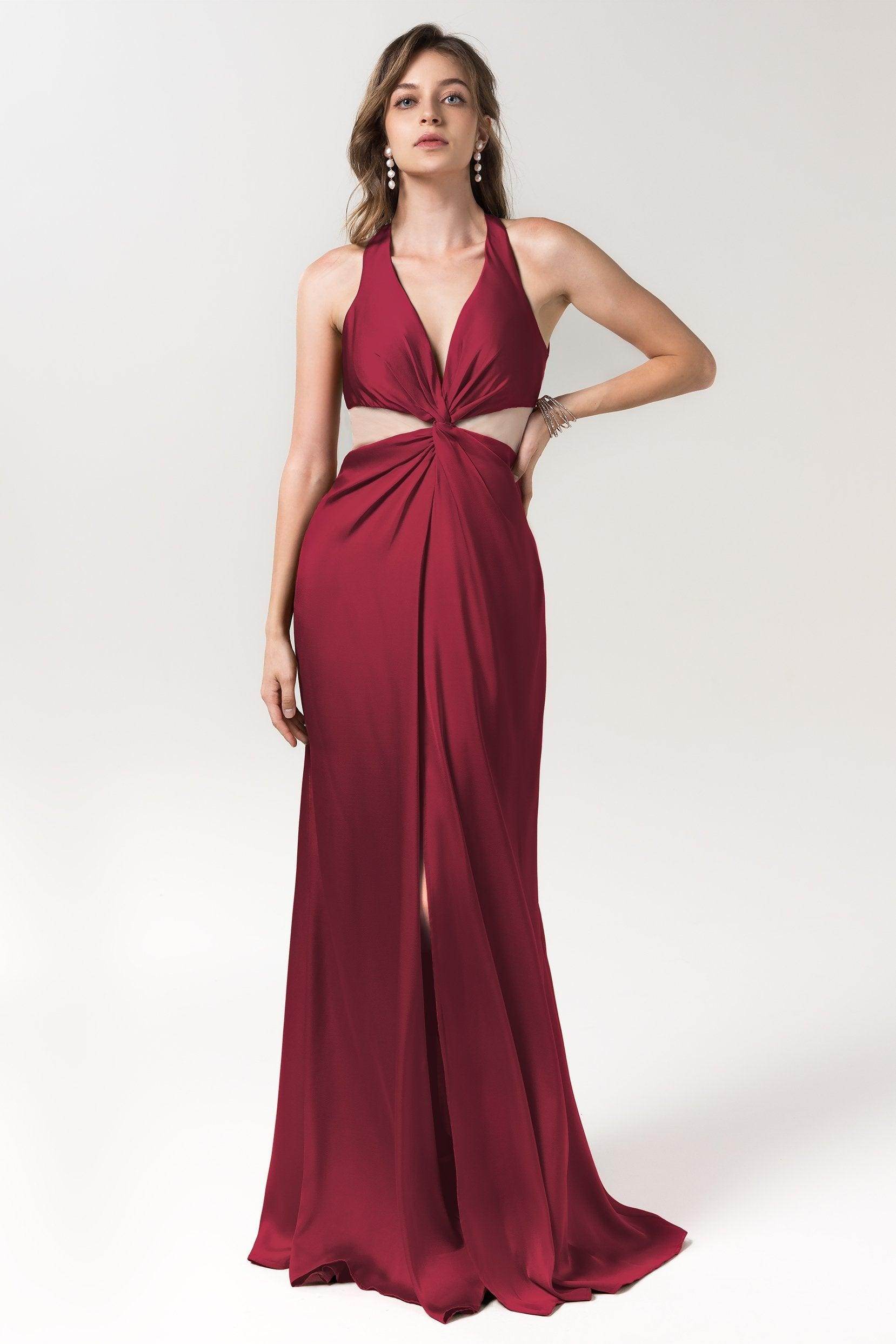 Sheath Floor Length Luxe Satin Bridesmaid Dress Formal Dresses CB0586