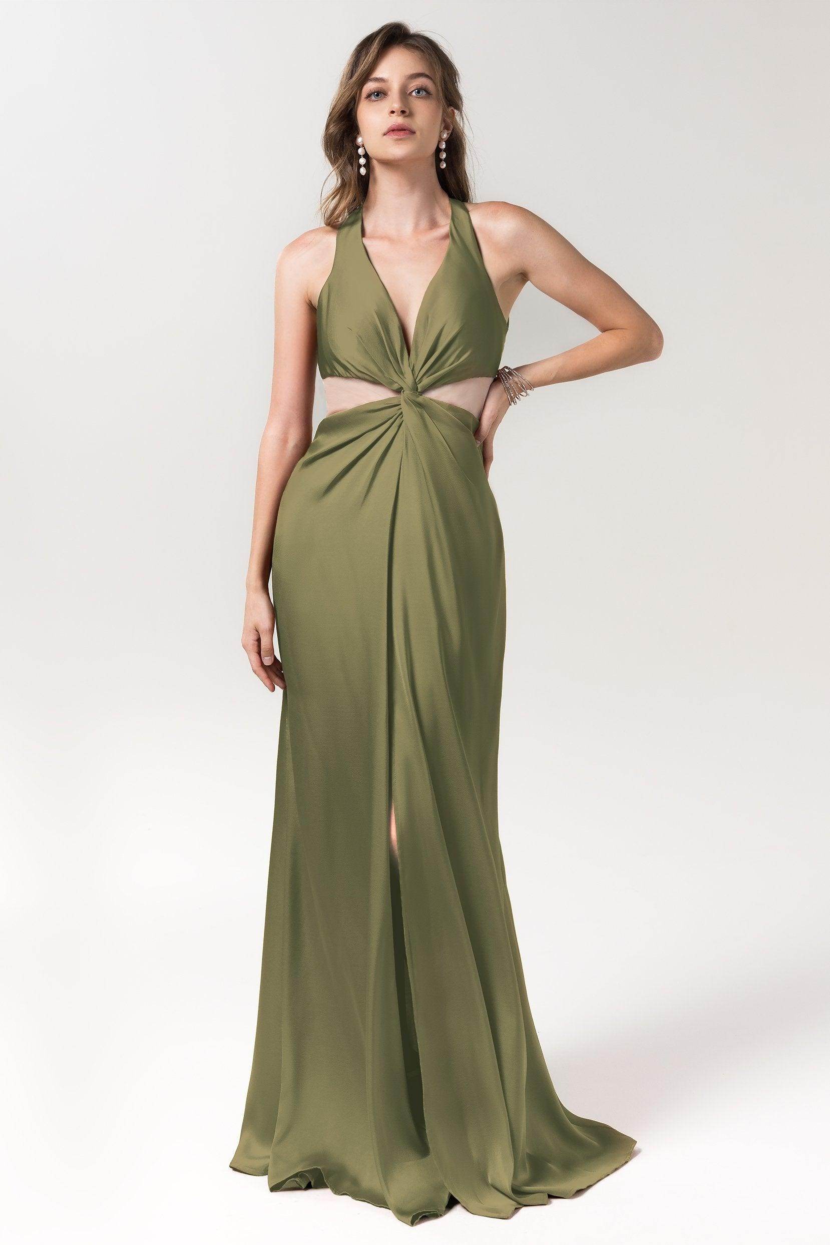 Sheath Floor Length Luxe Satin Bridesmaid Dress Formal Dresses CB0586