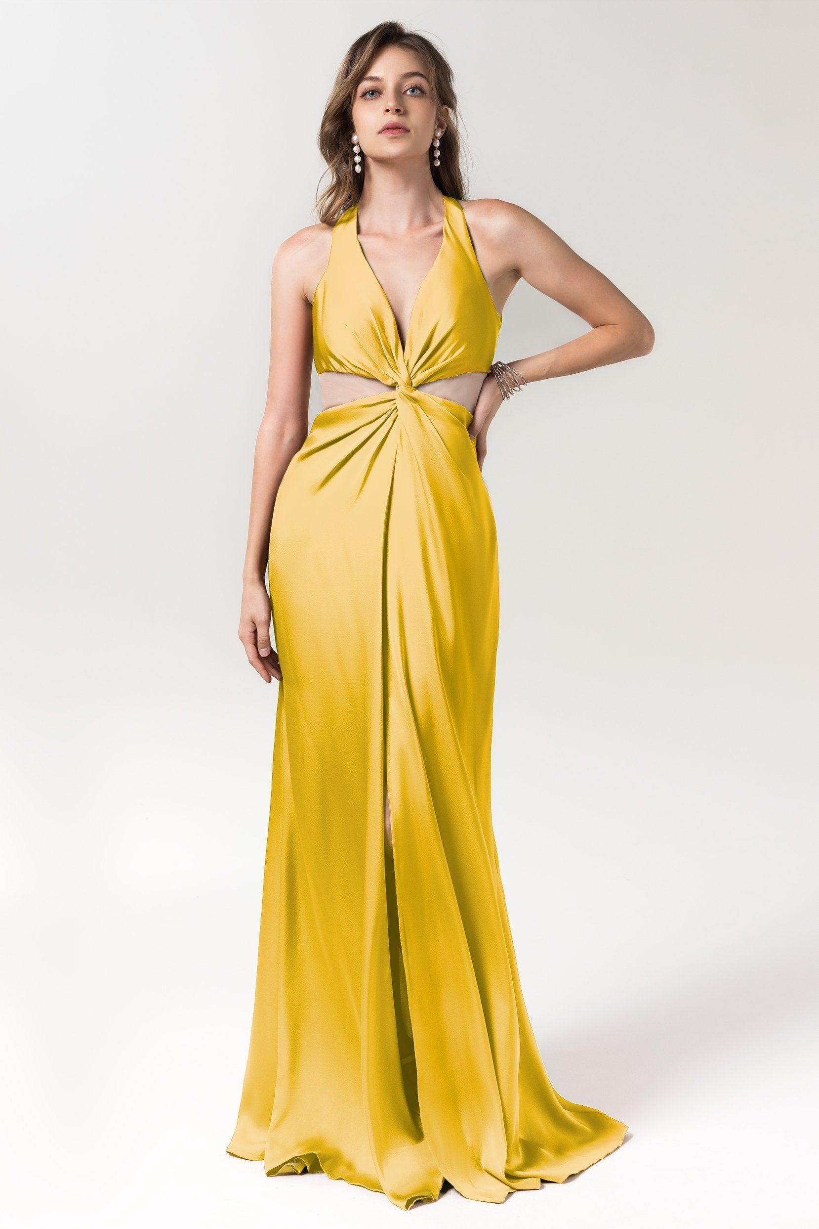 Sheath Floor Length Luxe Satin Bridesmaid Dress Formal Dresses CB0586
