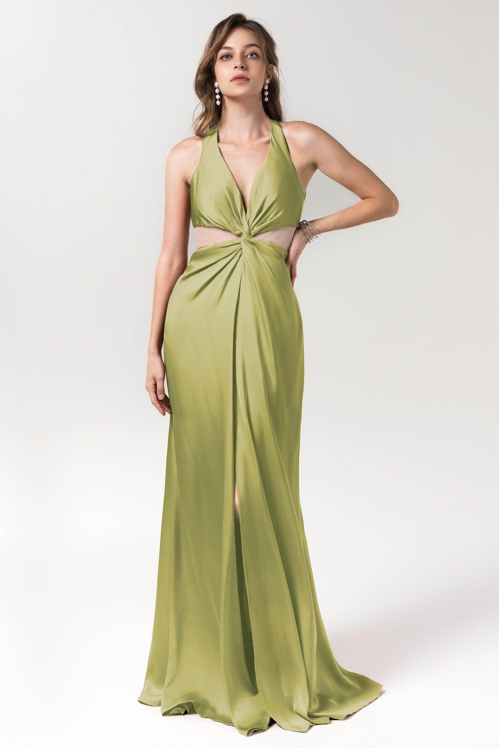 Sheath Floor Length Luxe Satin Bridesmaid Dress Formal Dresses CB0586
