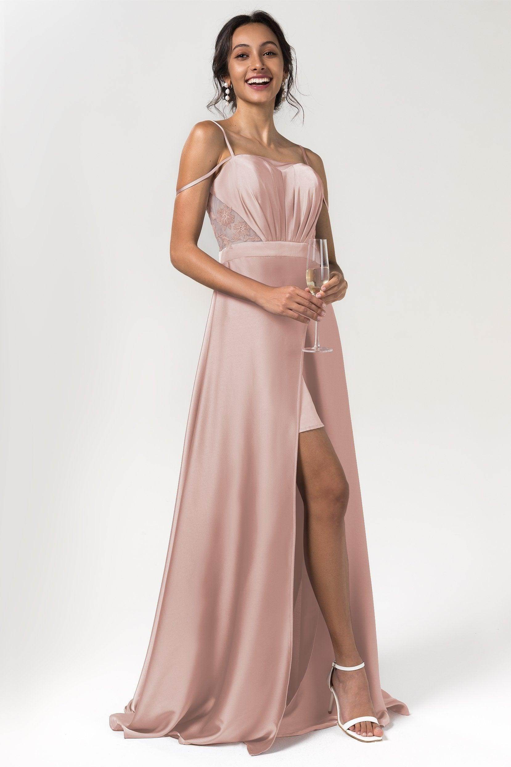 A-Line Floor Length Luxe Satin Bridesmaid Dress Formal Dresses CB0588