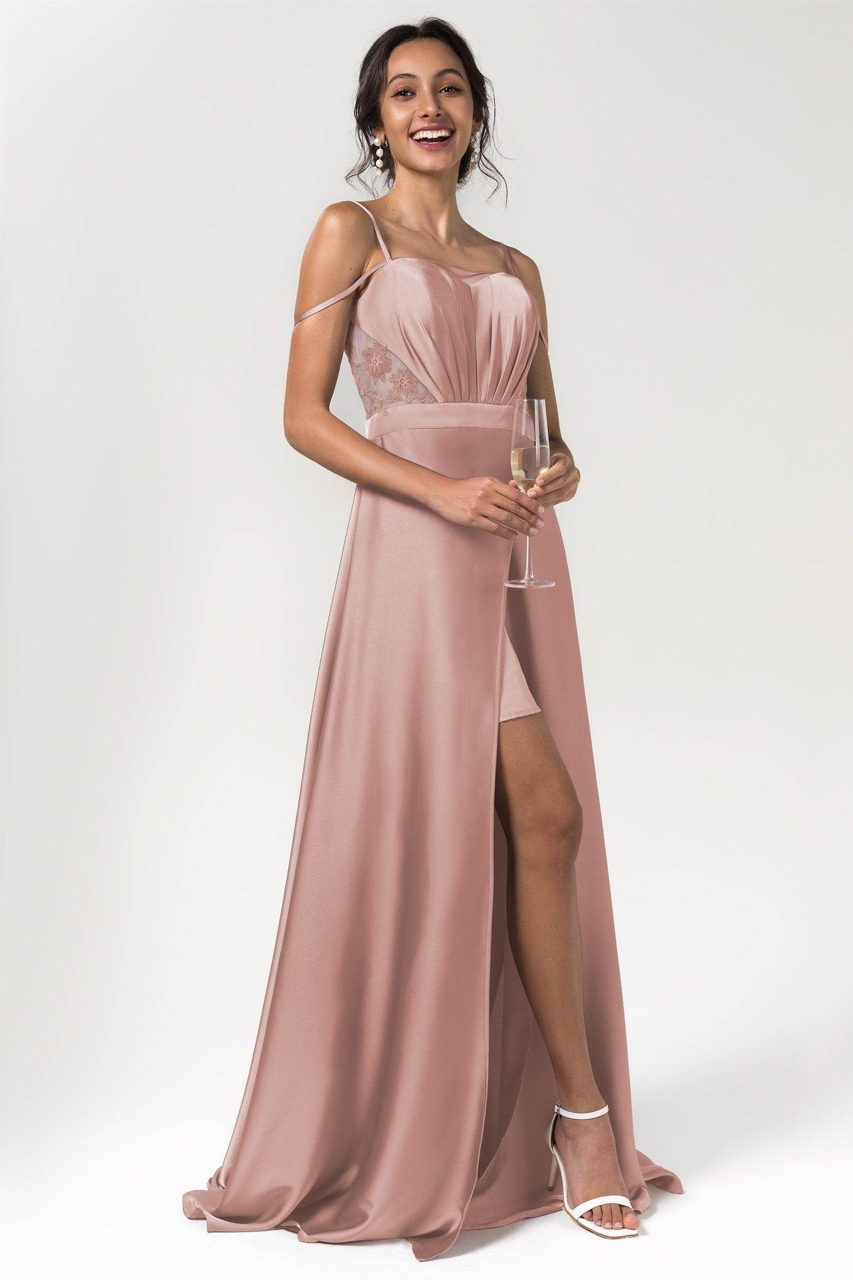 A-Line Floor Length Luxe Satin Bridesmaid Dress Formal Dresses CB0588