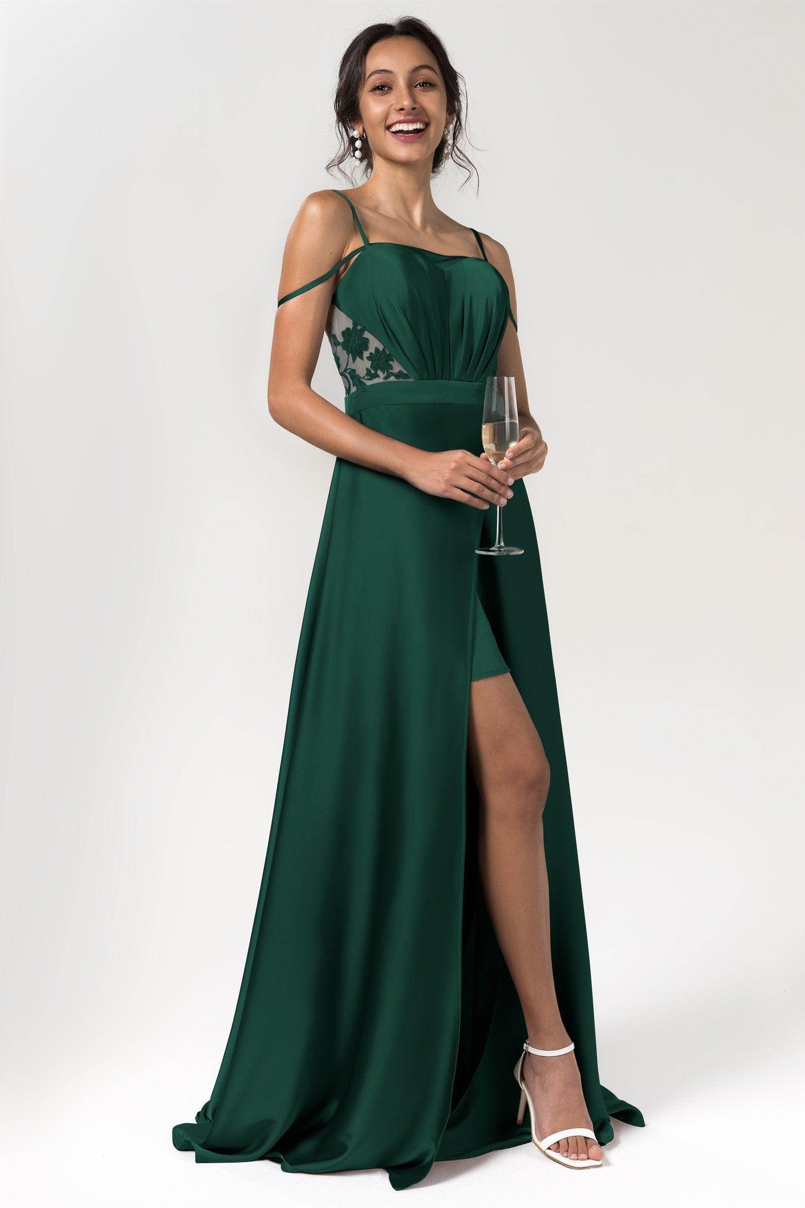 A-Line Floor Length Luxe Satin Bridesmaid Dress Formal Dresses CB0588