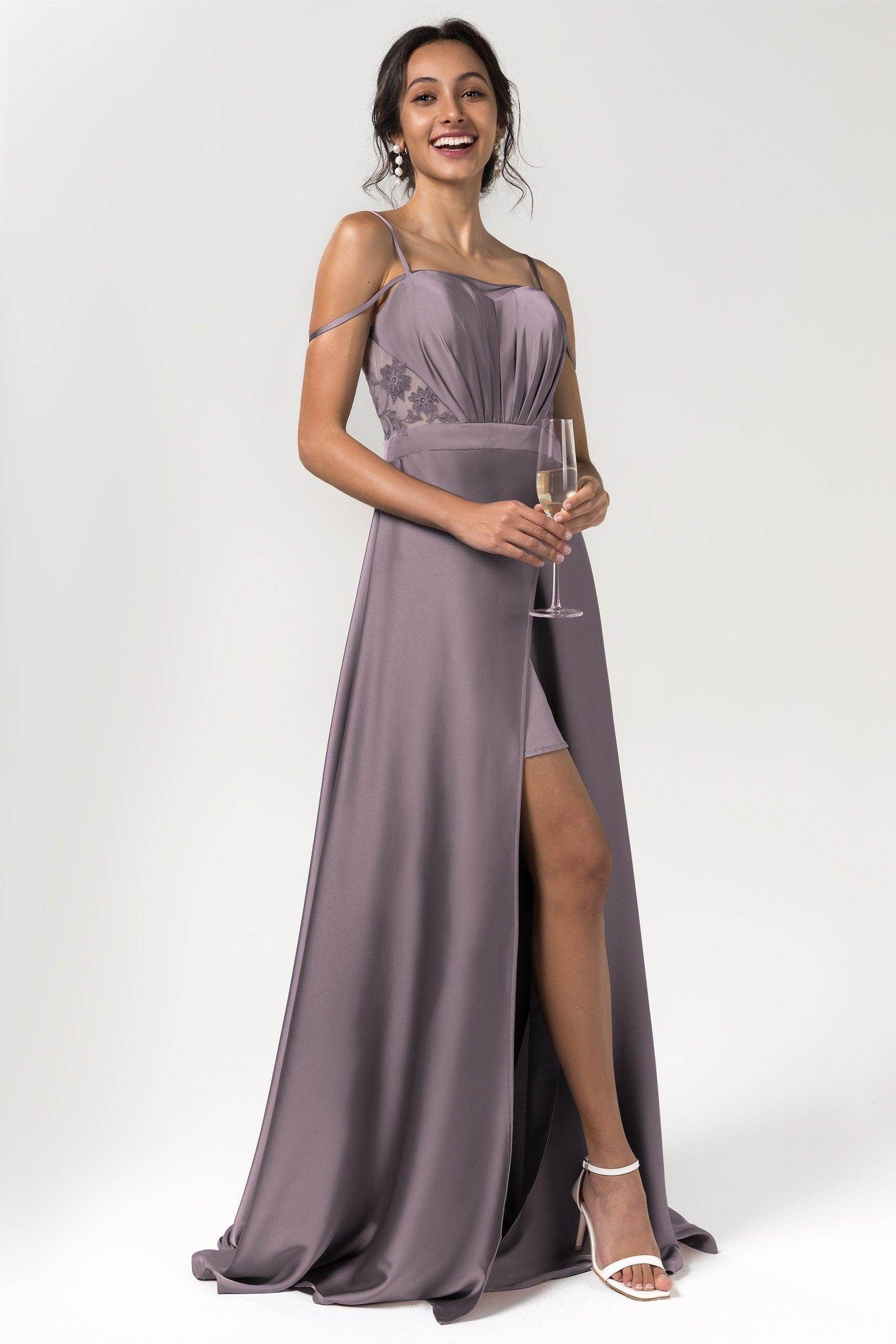 A-Line Floor Length Luxe Satin Bridesmaid Dress Formal Dresses CB0588