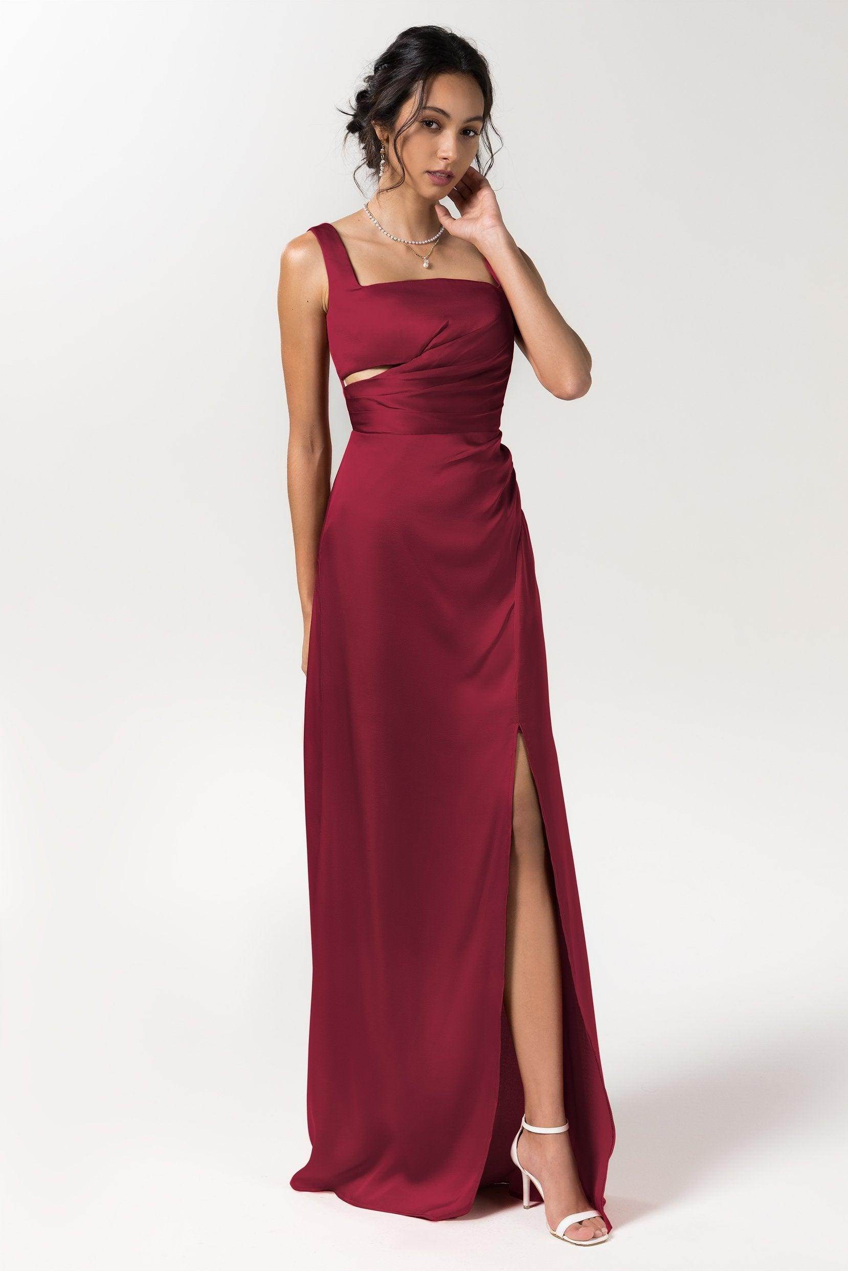 Sheath Floor Length Luxe Satin Bridesmaid Dress Formal Dresses CB0590