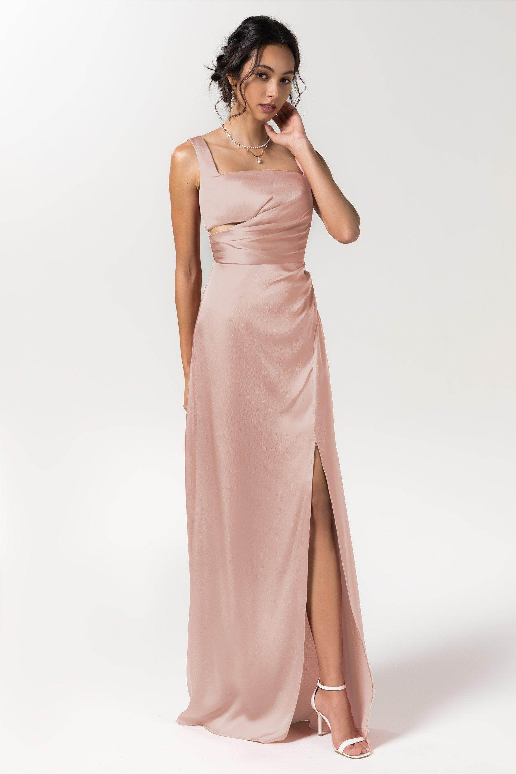 Sheath Floor Length Luxe Satin Bridesmaid Dress Formal Dresses CB0590
