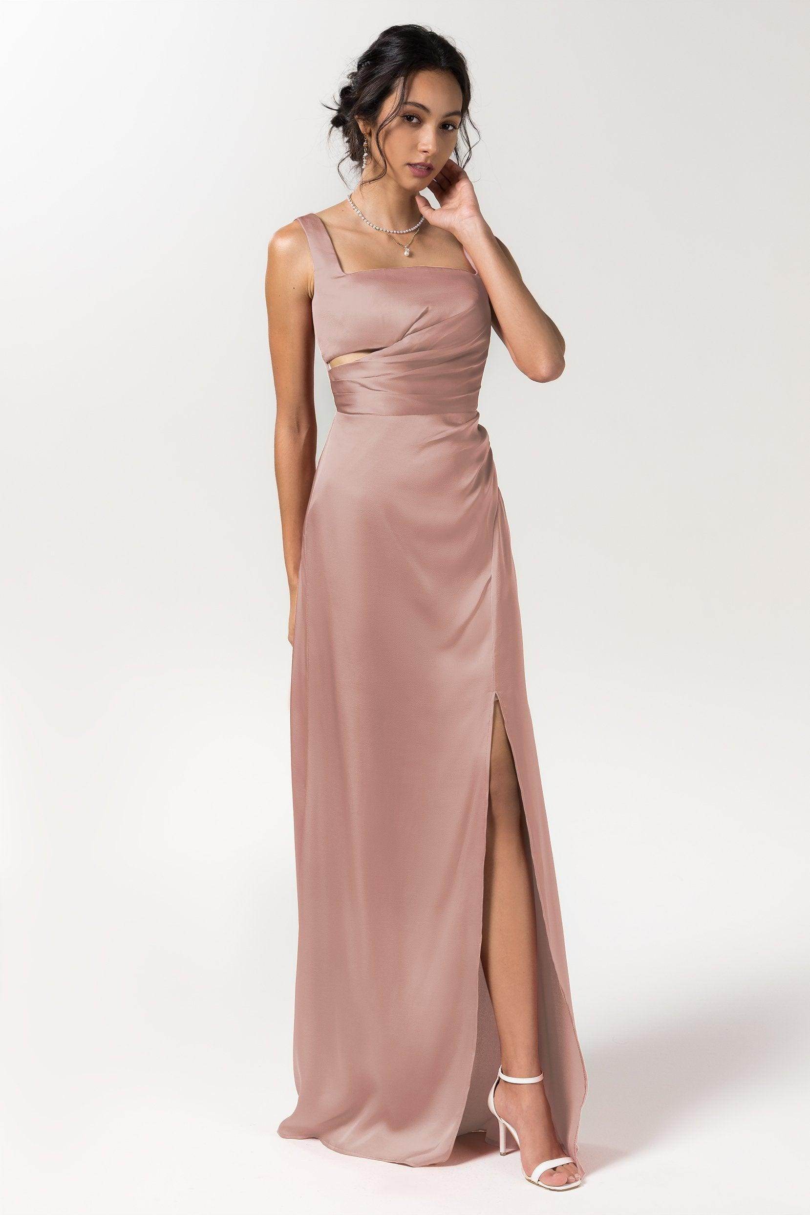Sheath Floor Length Luxe Satin Bridesmaid Dress Formal Dresses CB0590