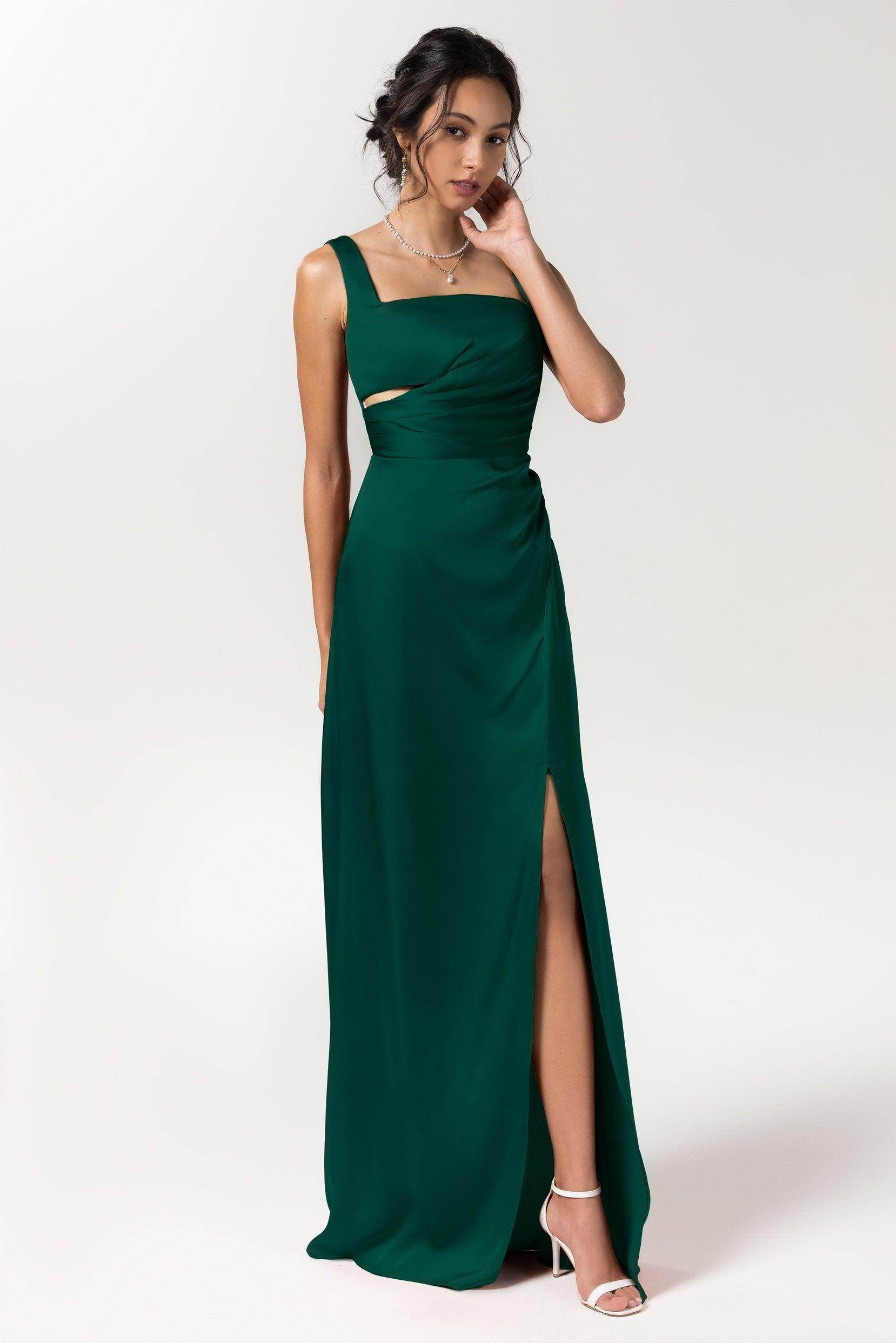 Sheath Floor Length Luxe Satin Bridesmaid Dress Formal Dresses CB0590