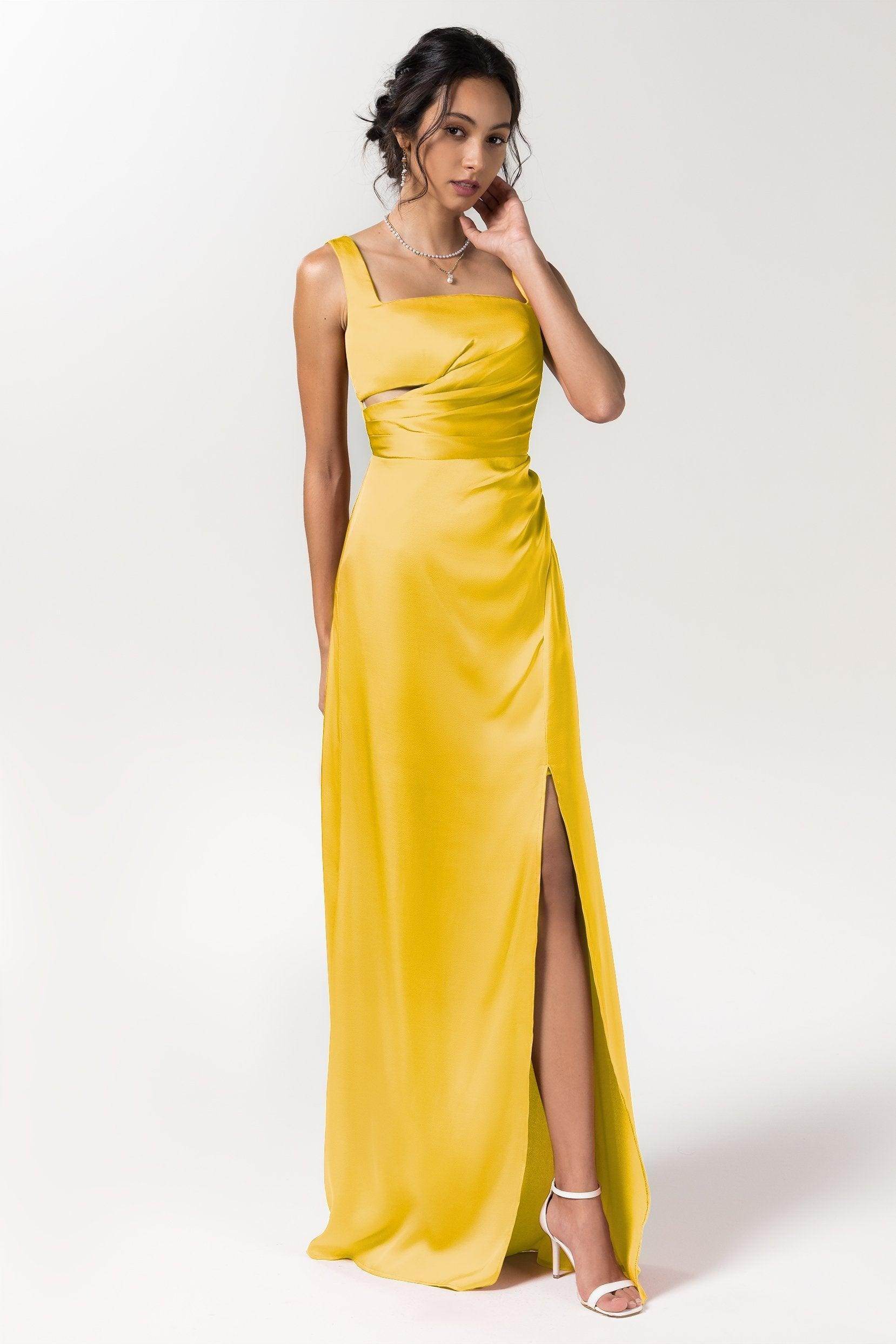 Sheath Floor Length Luxe Satin Bridesmaid Dress Formal Dresses CB0590