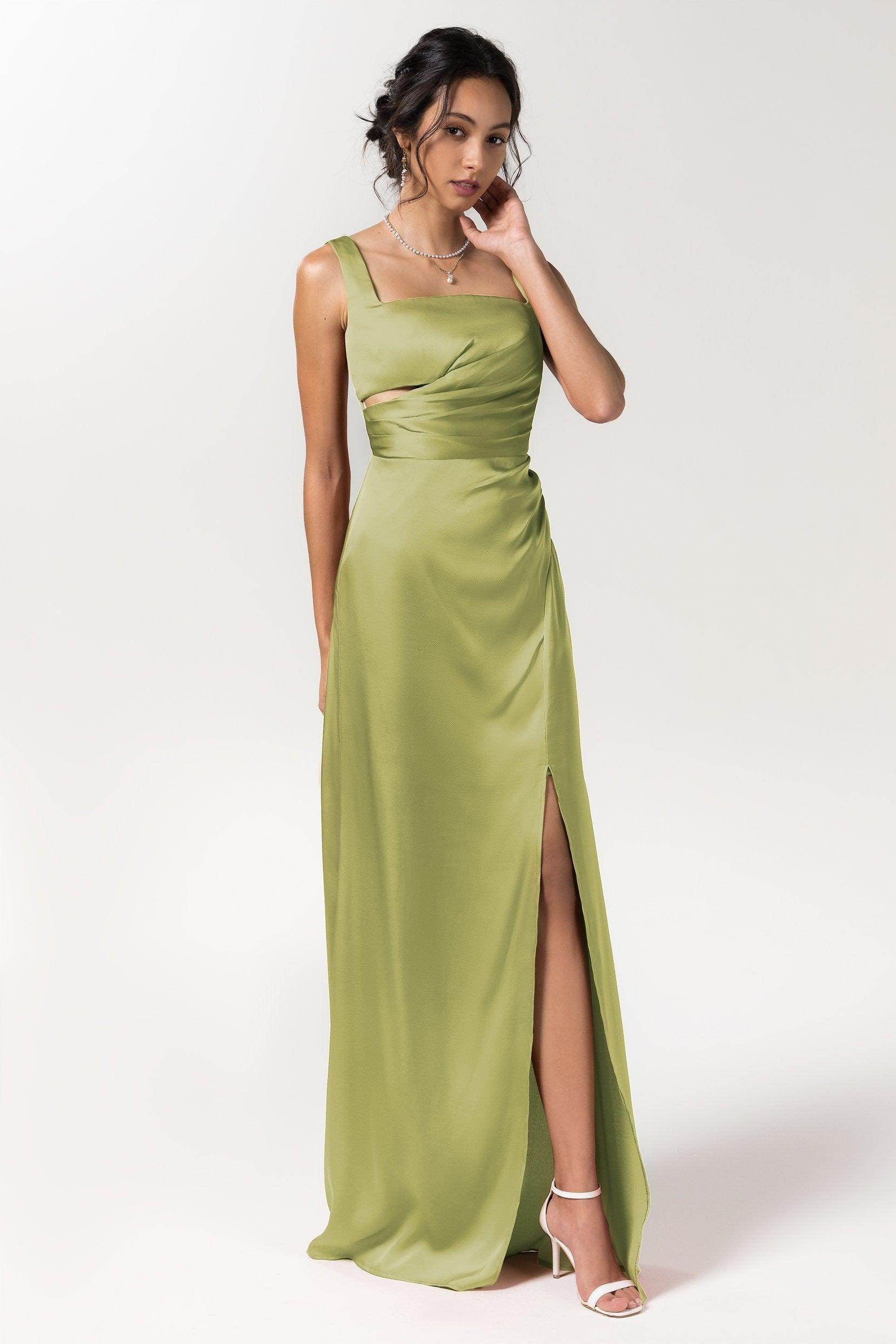 Sheath Floor Length Luxe Satin Bridesmaid Dress Formal Dresses CB0590