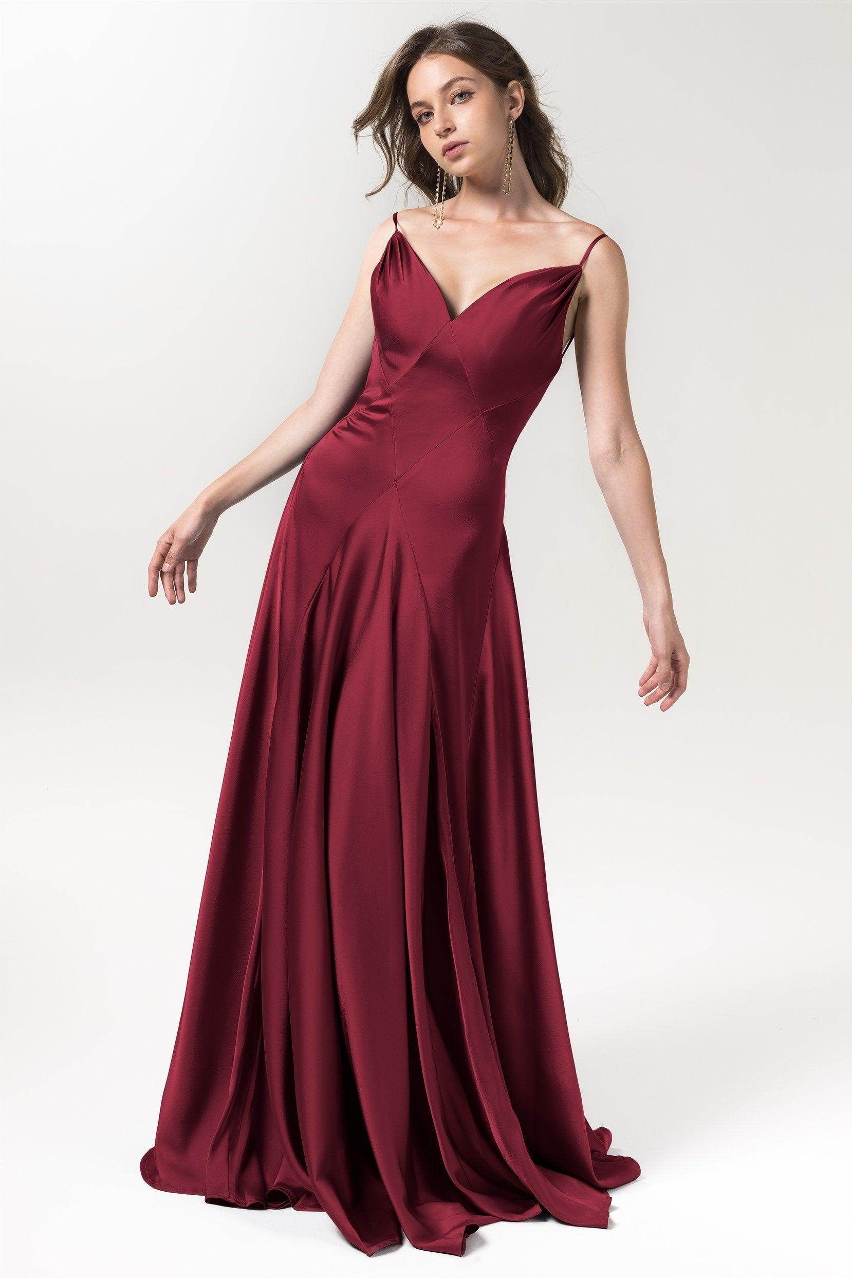 A-Line Floor Length Luxe Satin Bridesmaid Dress Formal Dresses CB0591